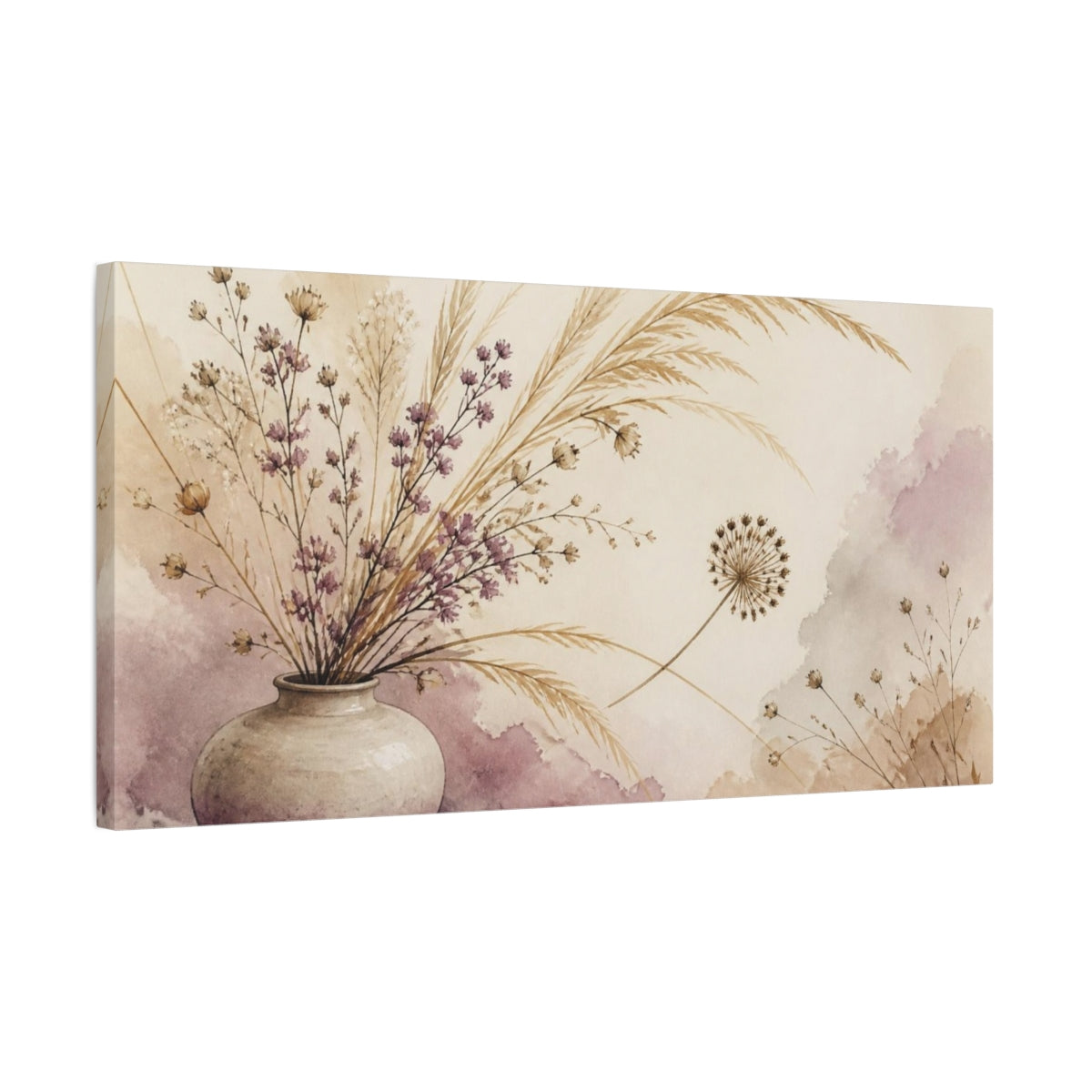 Side Mockup 1. Nature Meadow Vase Arrangement shown as canvas print