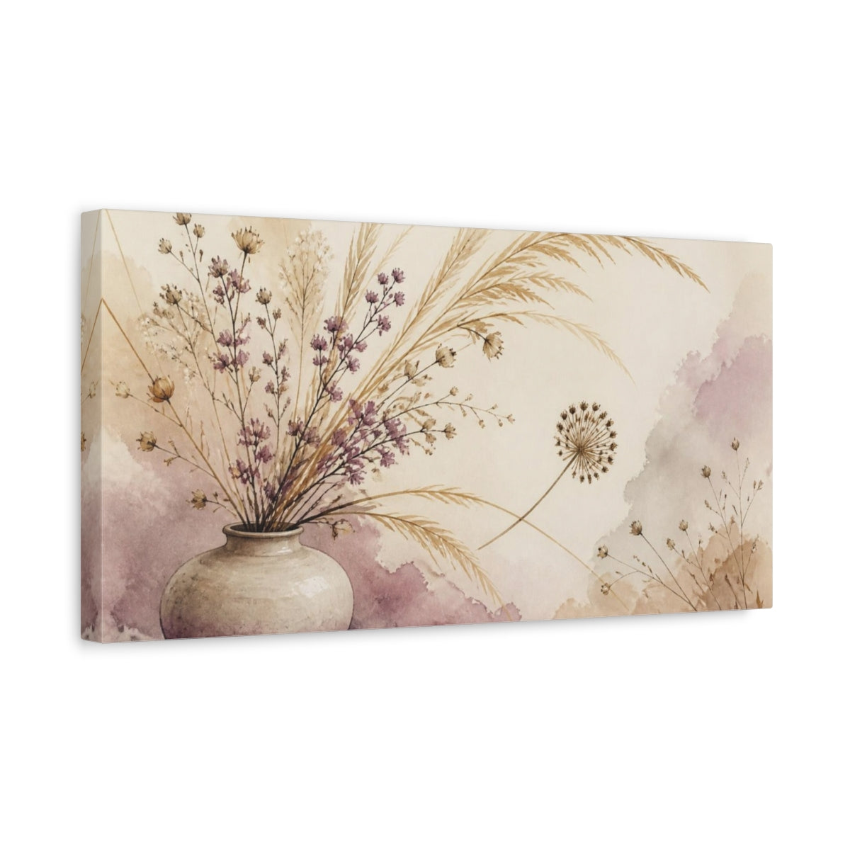 Side Mockup 3. Nature Meadow Vase Arrangement shown as canvas print