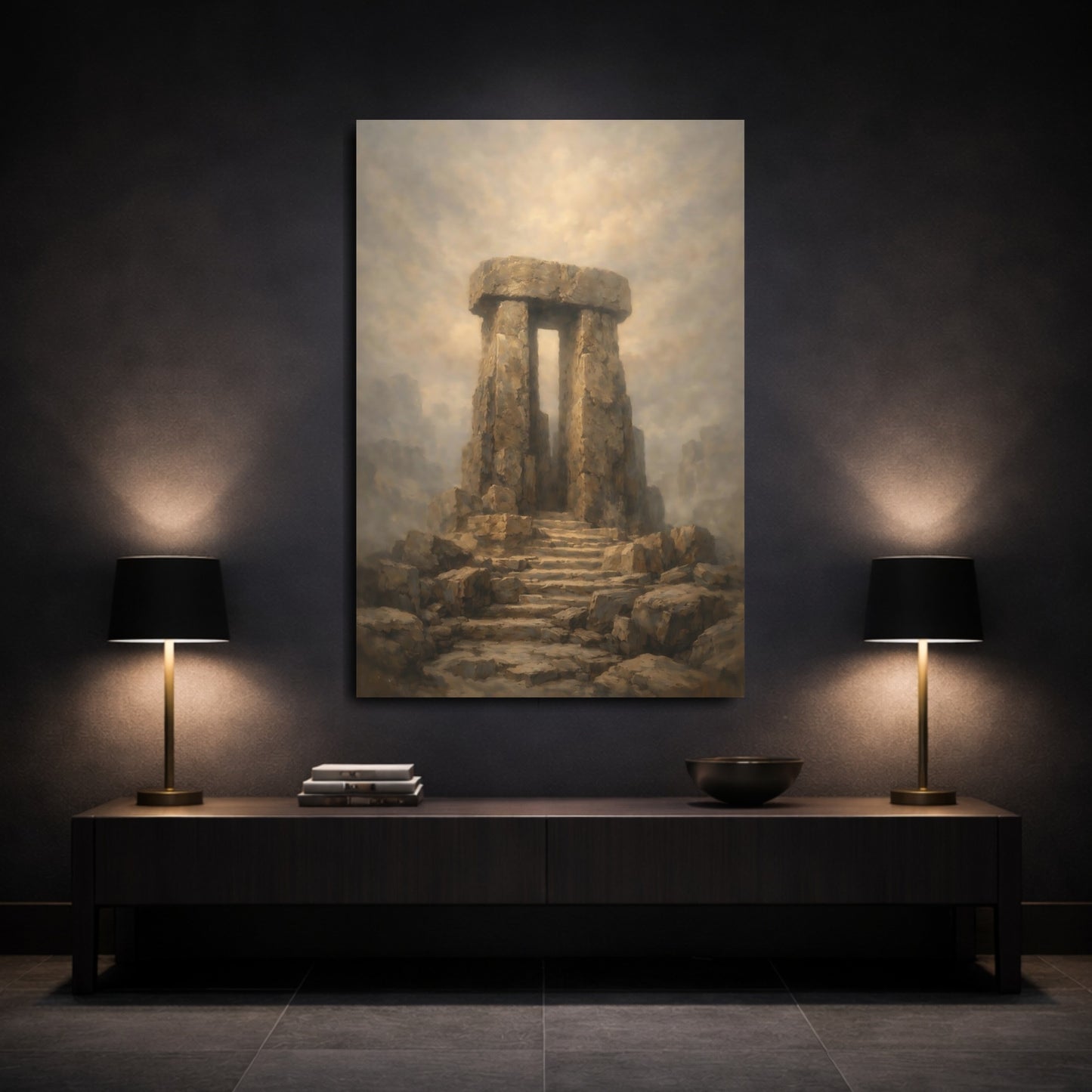 Mockup 2. Nature Megalith Ancient Stone Structure shown as stretched canvas wall art