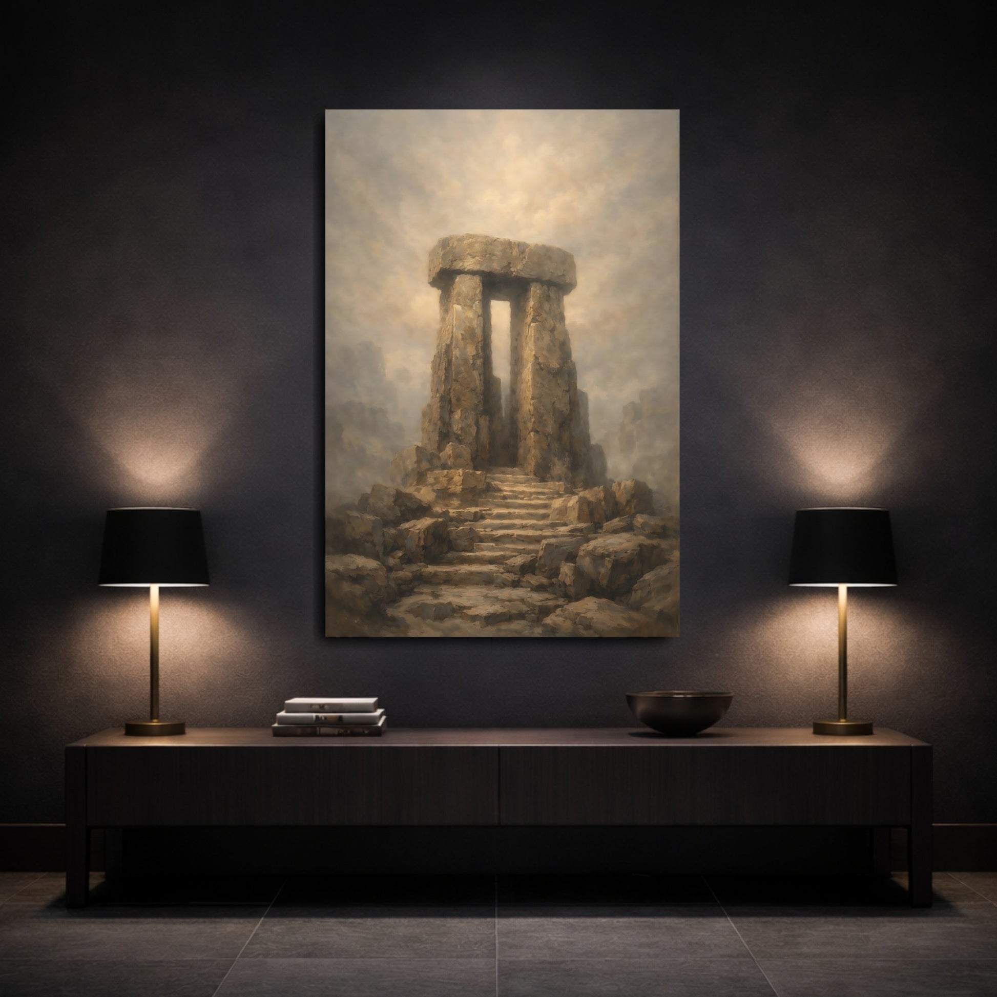 Mockup 2. Nature Megalith Ancient Stone Structure shown as stretched canvas wall art