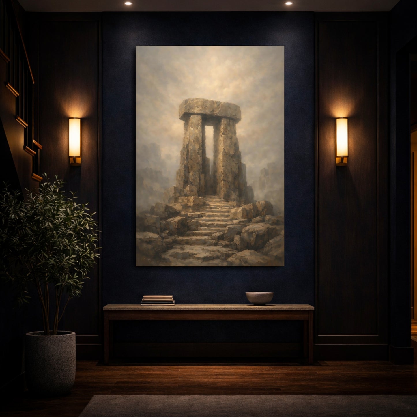 Mockup 3. Nature Megalith Ancient Stone Structure shown as stretched canvas wall art