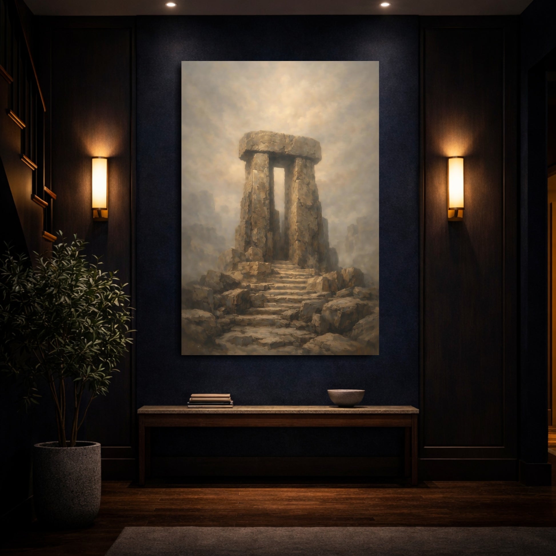 Mockup 3. Nature Megalith Ancient Stone Structure shown as stretched canvas wall art
