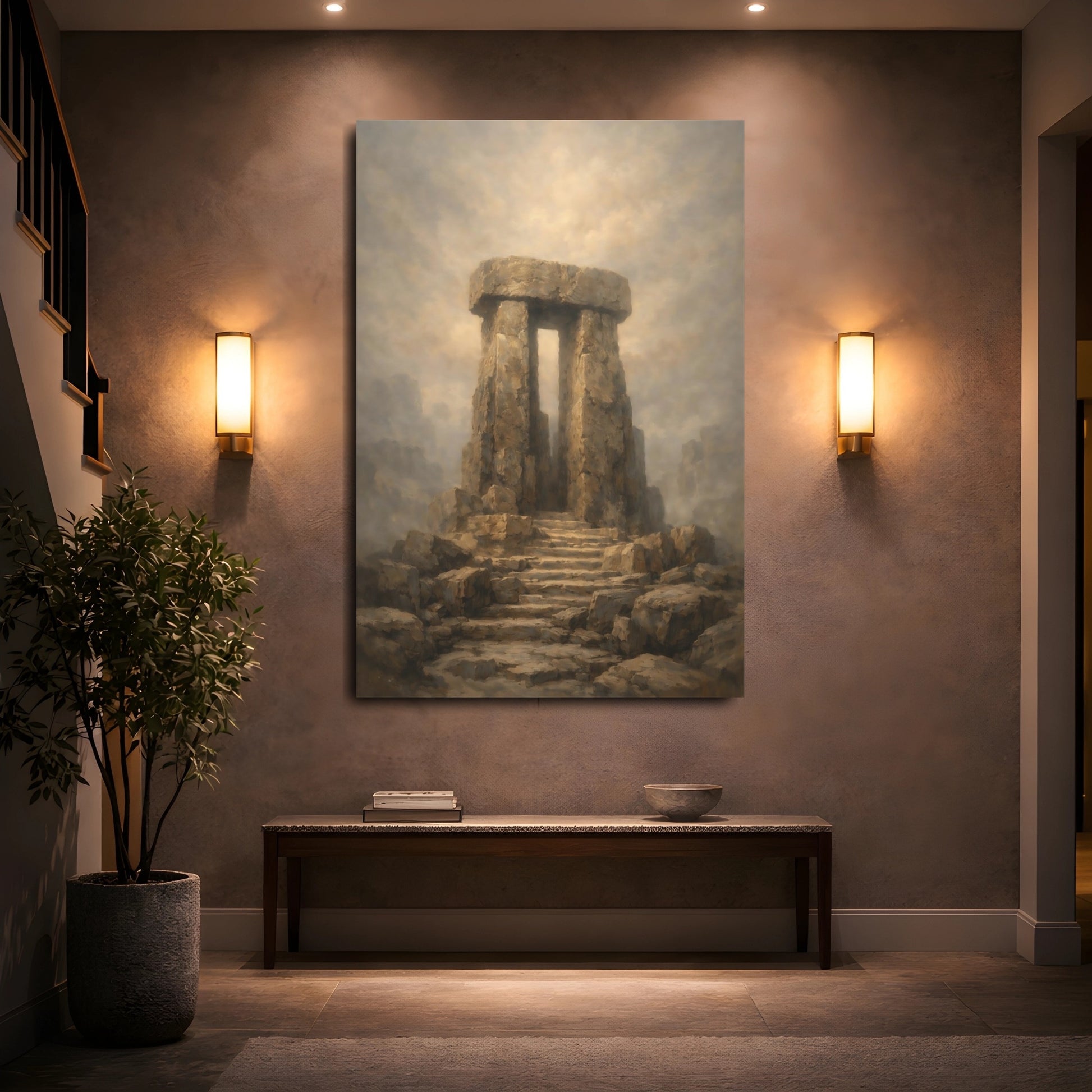 Mockup 4. Nature Megalith Ancient Stone Structure shown as stretched canvas wall art