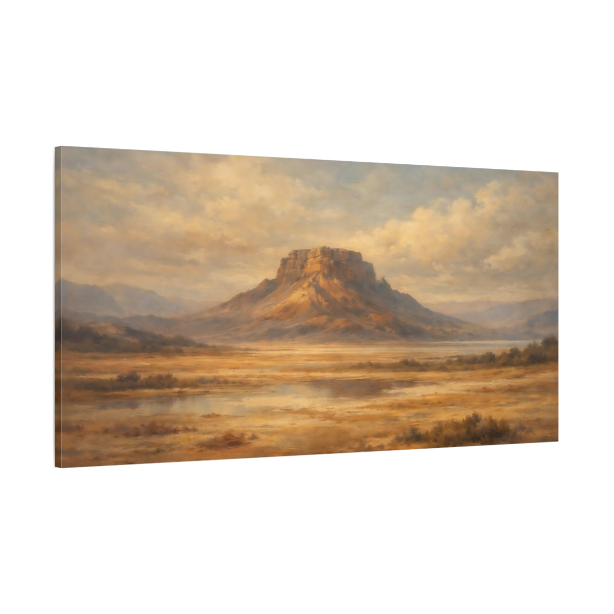 Main Mockup. Nature Mesa Landscape Brown Gold Landscape shown as stretched canvas wall art