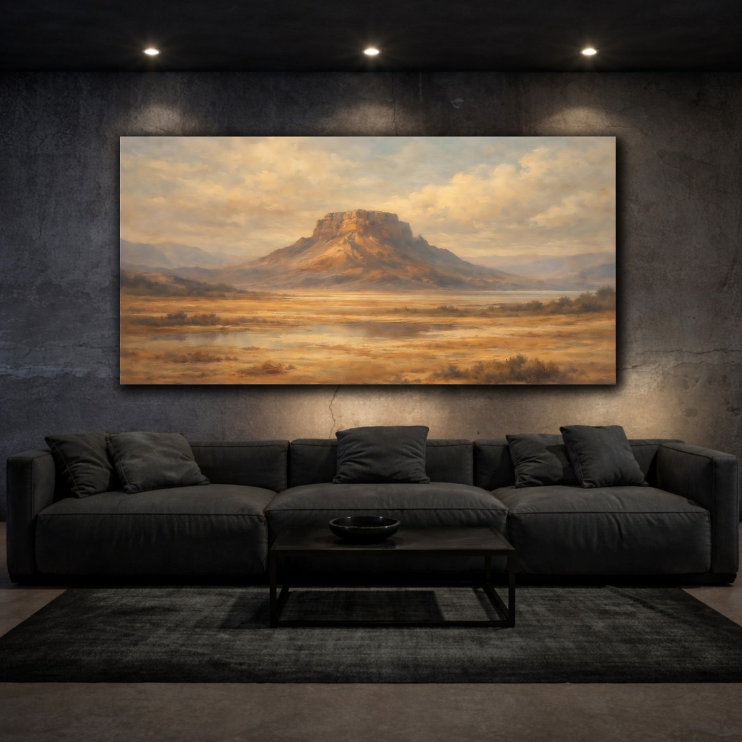 Mockup 2. Nature Mesa Landscape Brown Gold Landscape shown as stretched canvas wall art