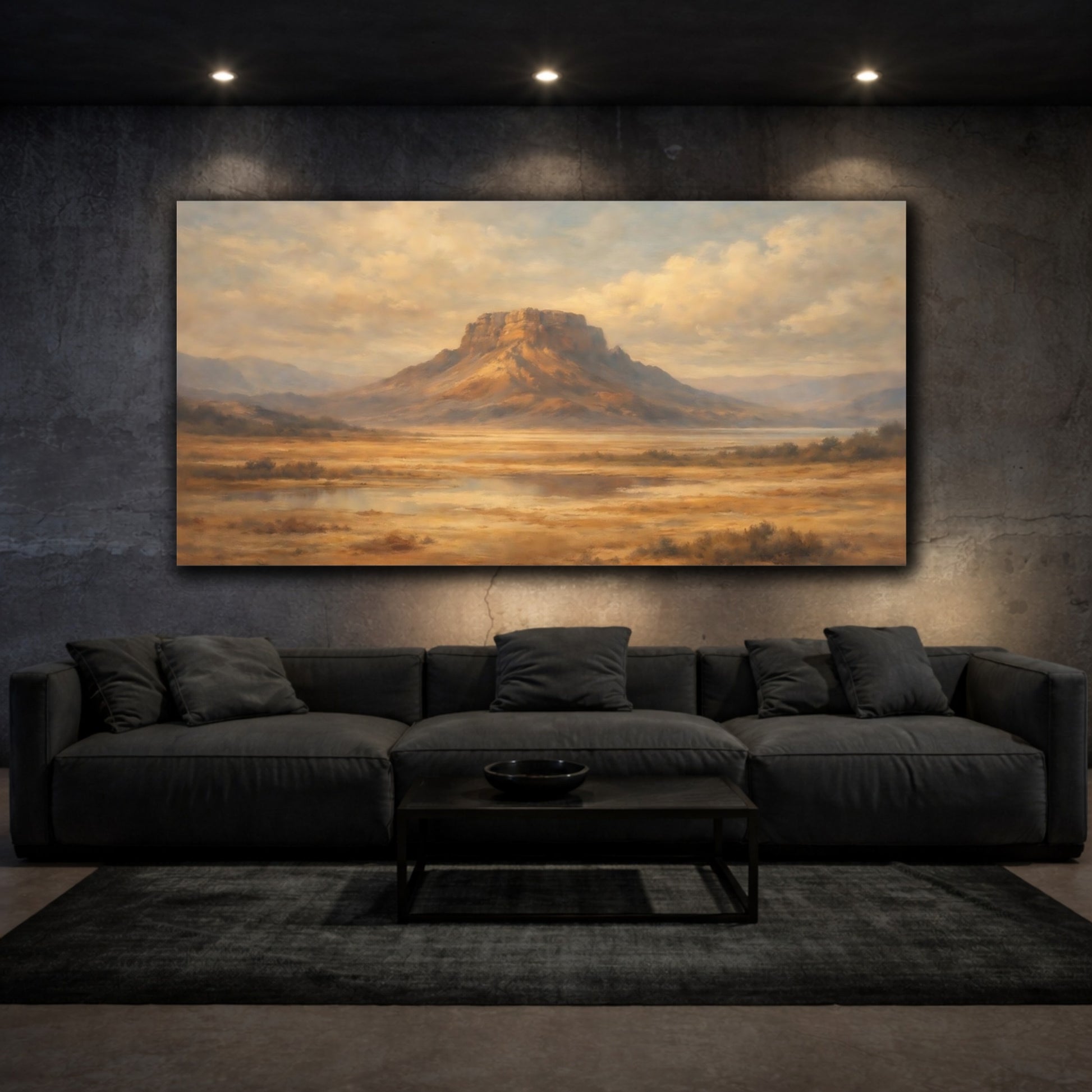 Mockup 2. Nature Mesa Landscape Brown Gold Landscape shown as stretched canvas wall art