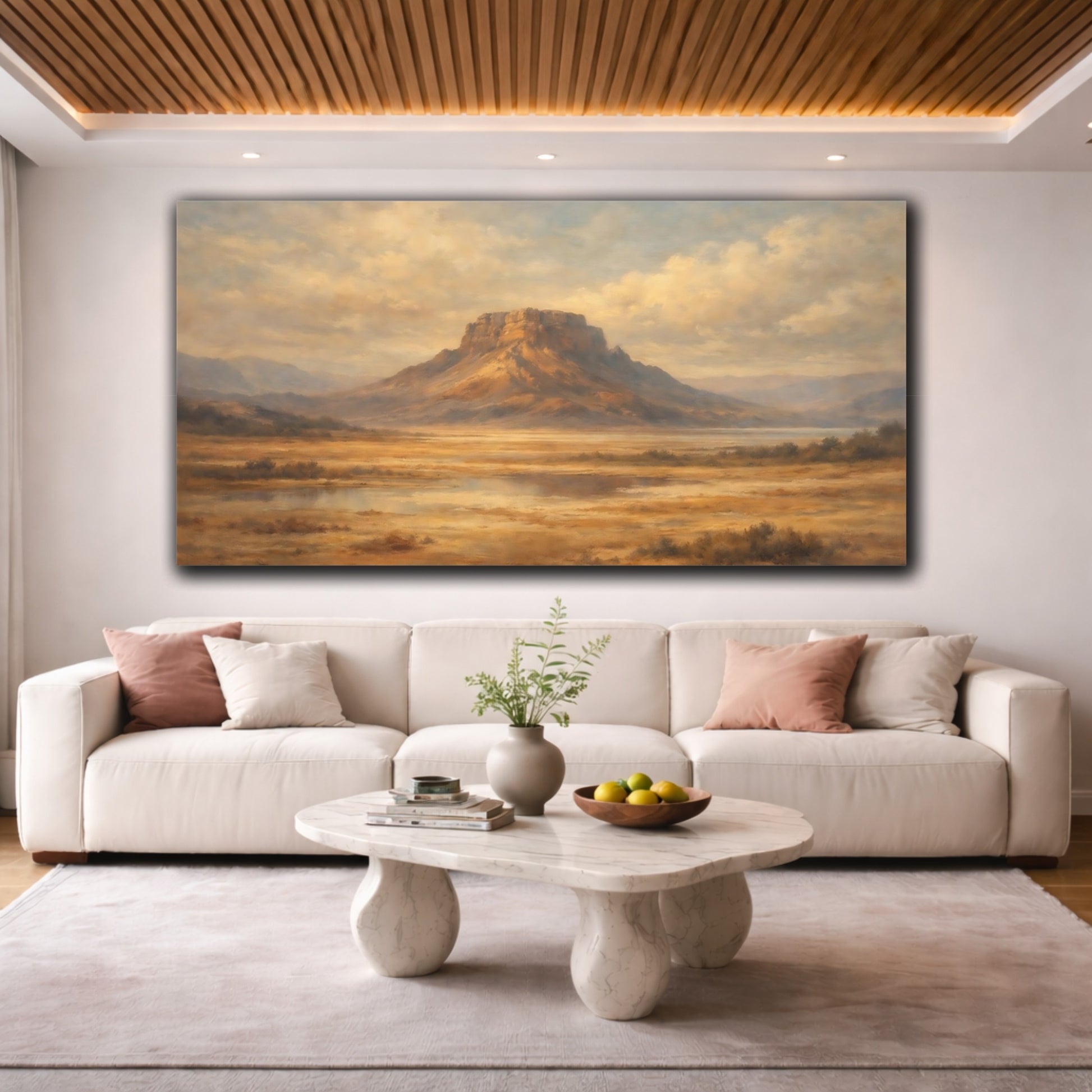 Mockup 3. Nature Mesa Landscape Brown Gold Landscape shown as stretched canvas wall art