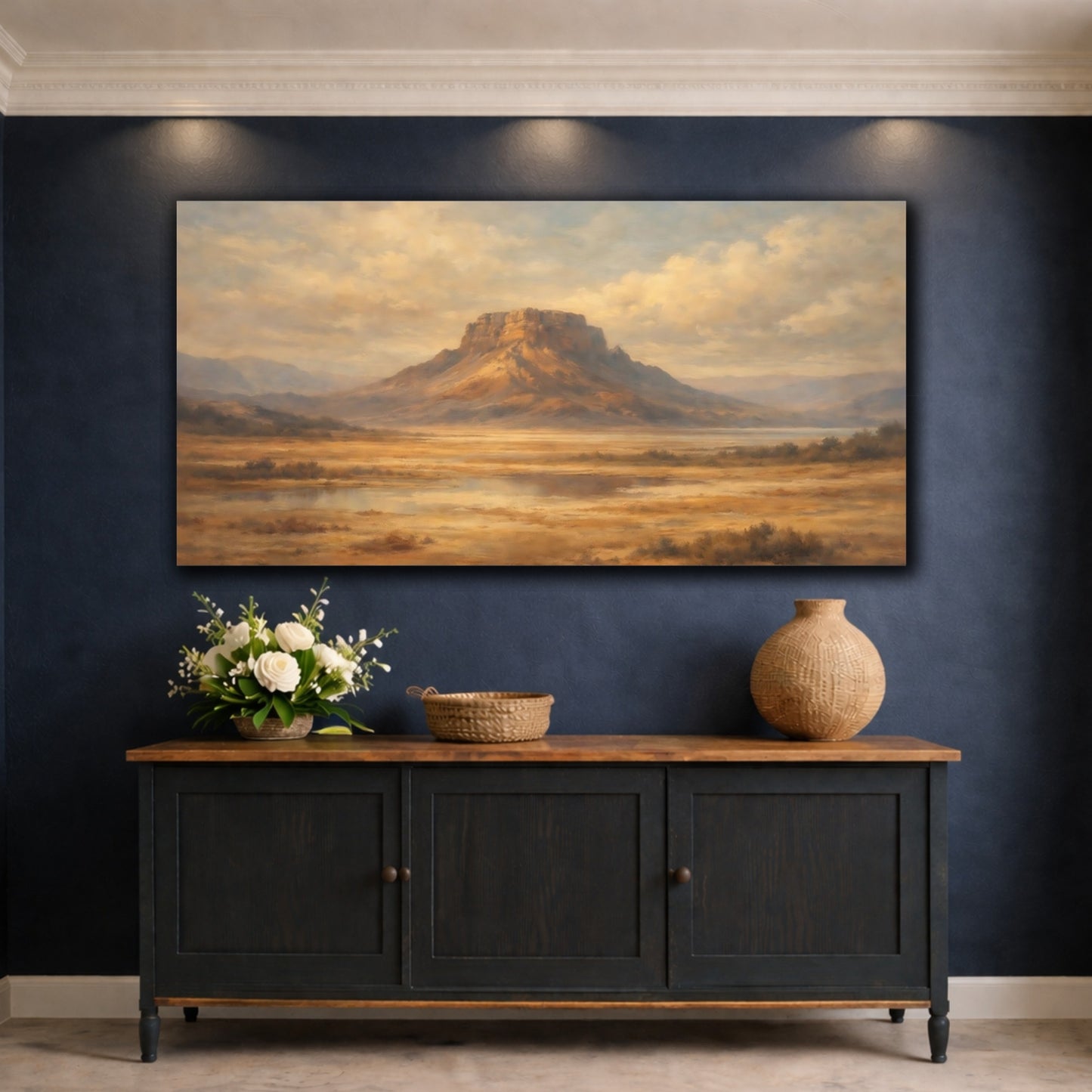 Mockup 4. Nature Mesa Landscape Brown Gold Landscape shown as stretched canvas wall art