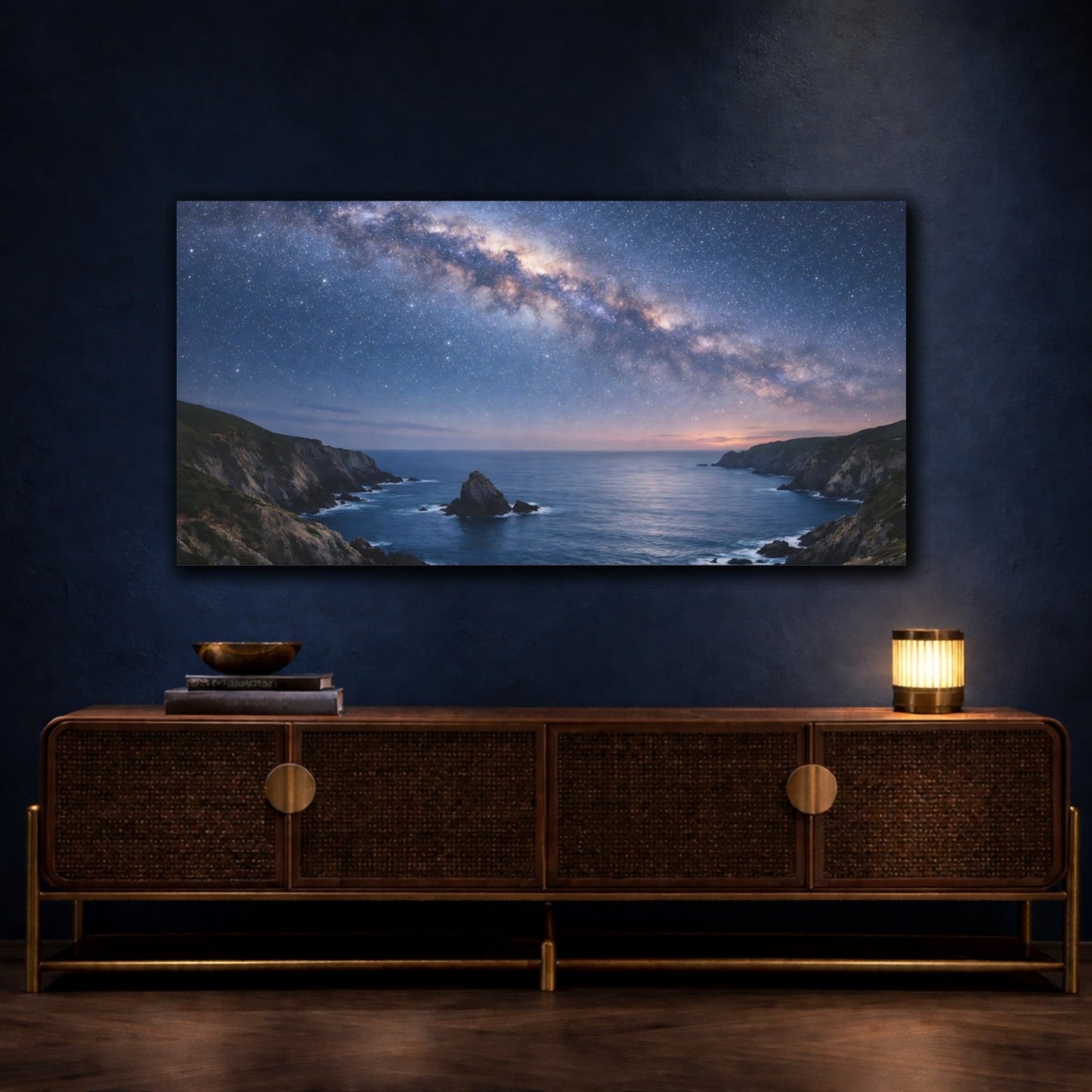 Nature Milky Way Blue Night Sky - Canvas Wall Art Print - YesArtYes