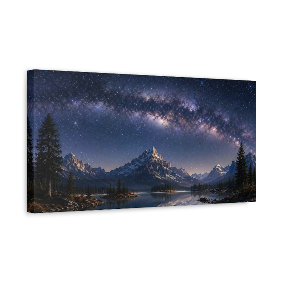 Side Mockup 3. Nature Milky Way Blue Purple Milky Way shown as stretched canvas wall art