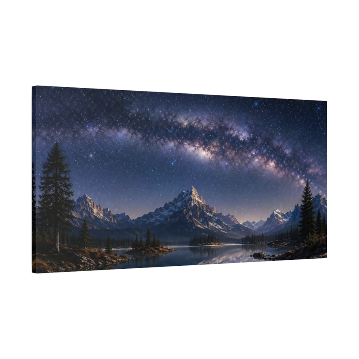 Main Mockup. Nature Milky Way Blue Purple Milky Way shown as stretched canvas wall art