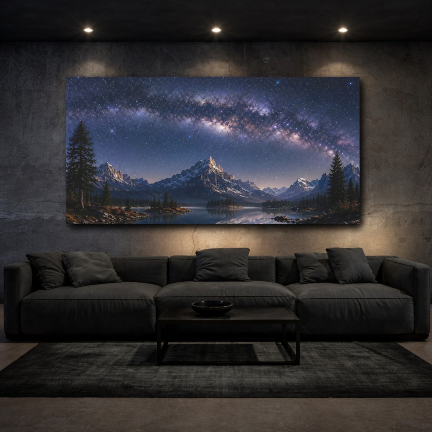 Mockup 2. Nature Milky Way Blue Purple Milky Way shown as stretched canvas wall art