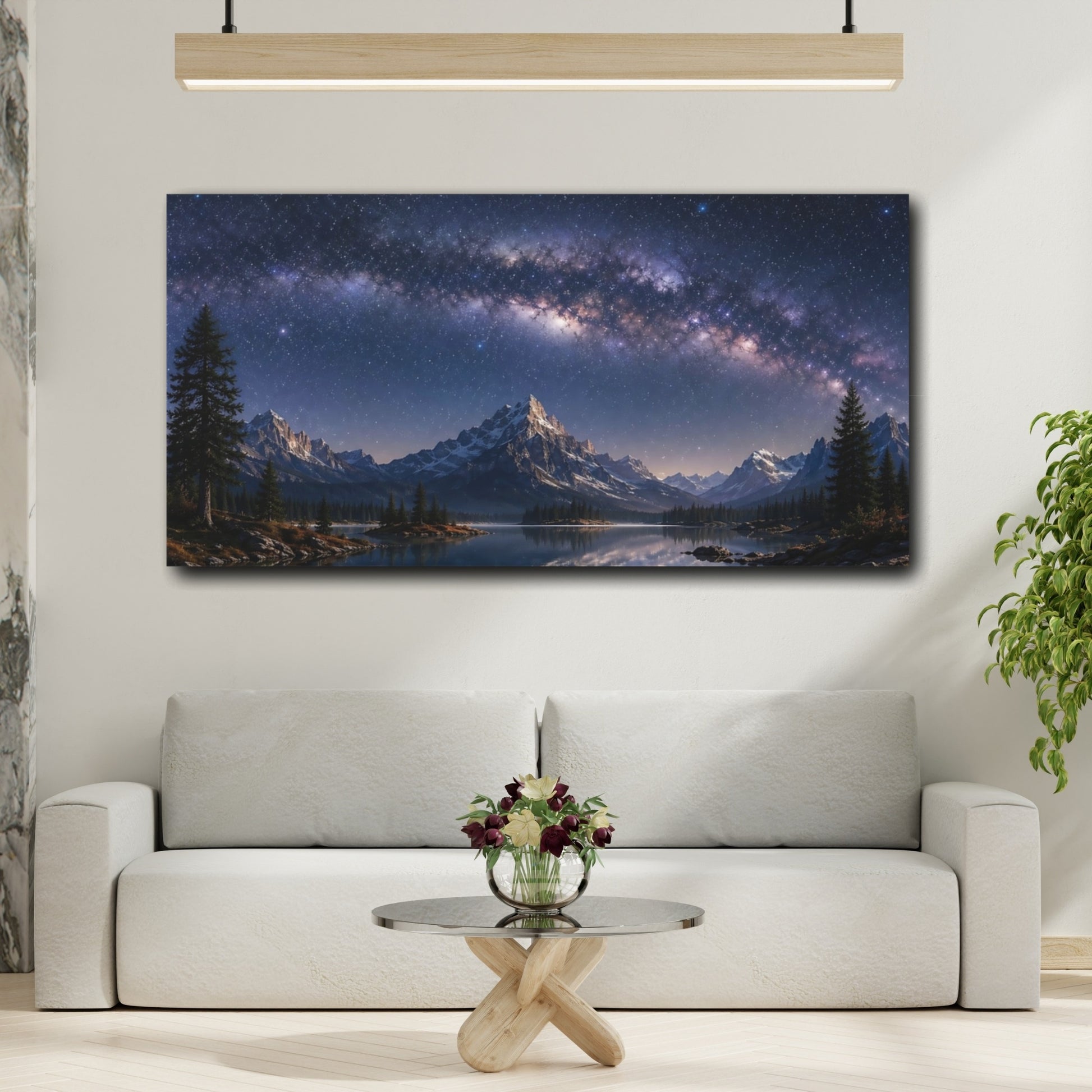 Mockup 3. Nature Milky Way Blue Purple Milky Way shown as stretched canvas wall art