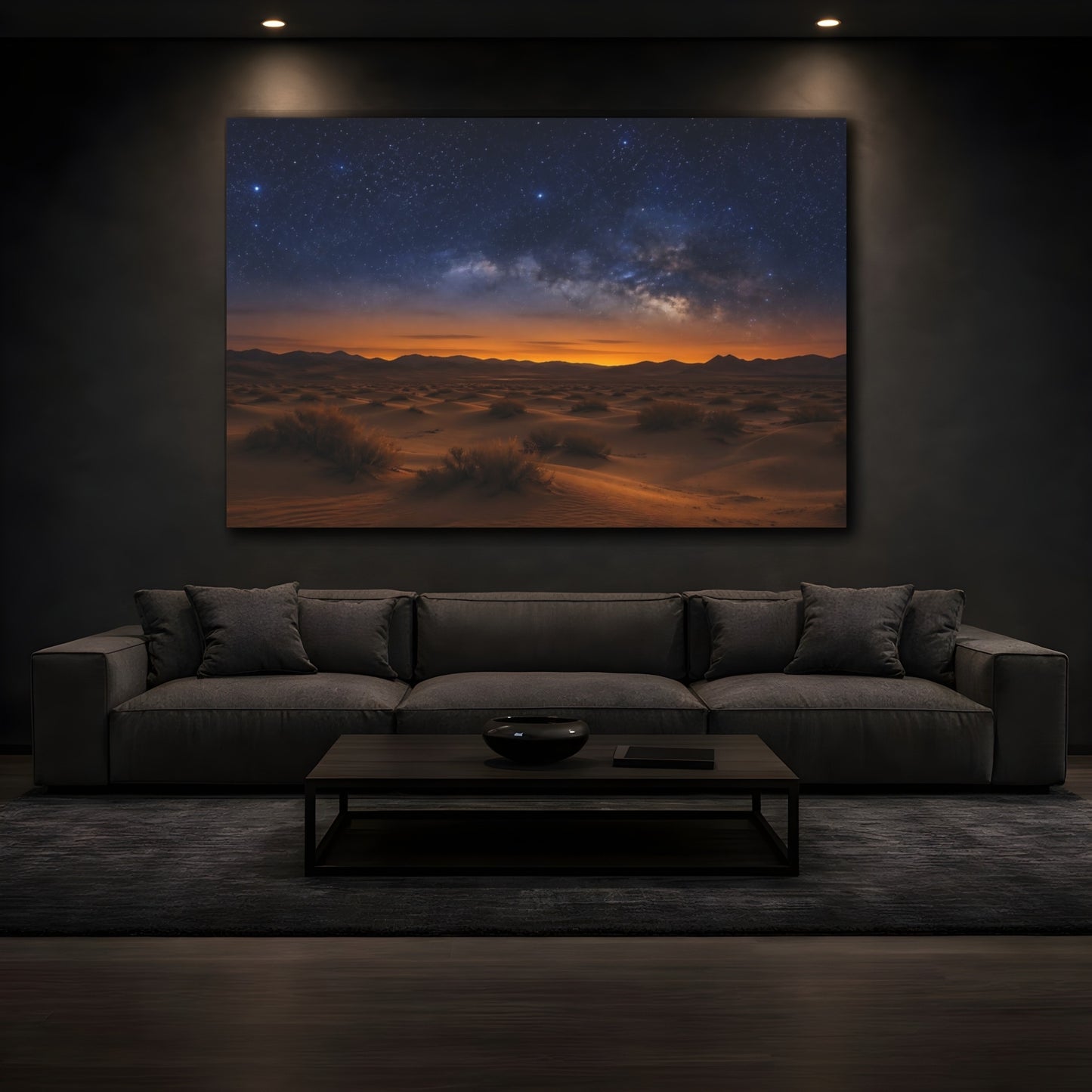 Mockup 3. Nature Milky Way Desert Night Sky shown as stretched canvas wall art