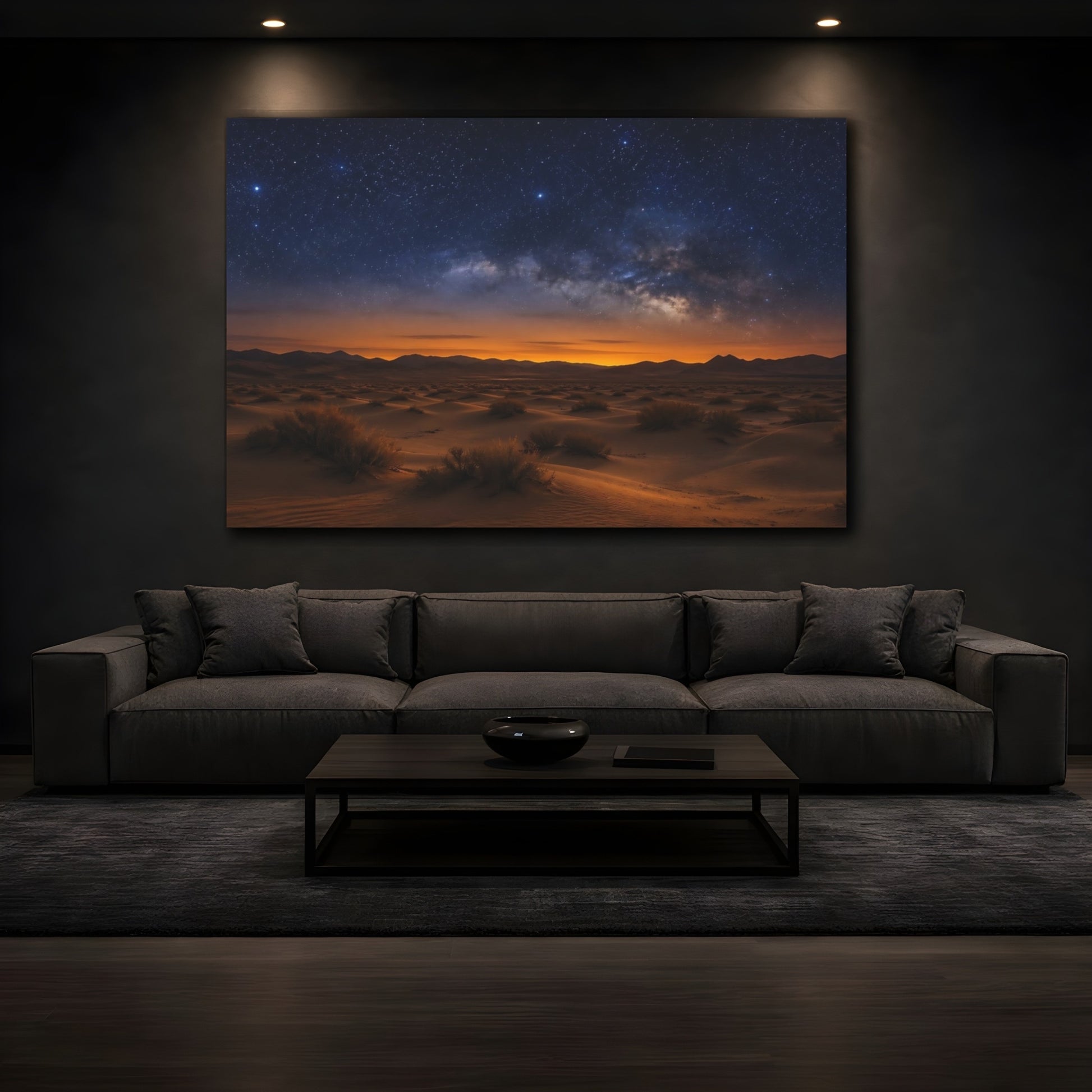 Mockup 3. Nature Milky Way Desert Night Sky shown as stretched canvas wall art