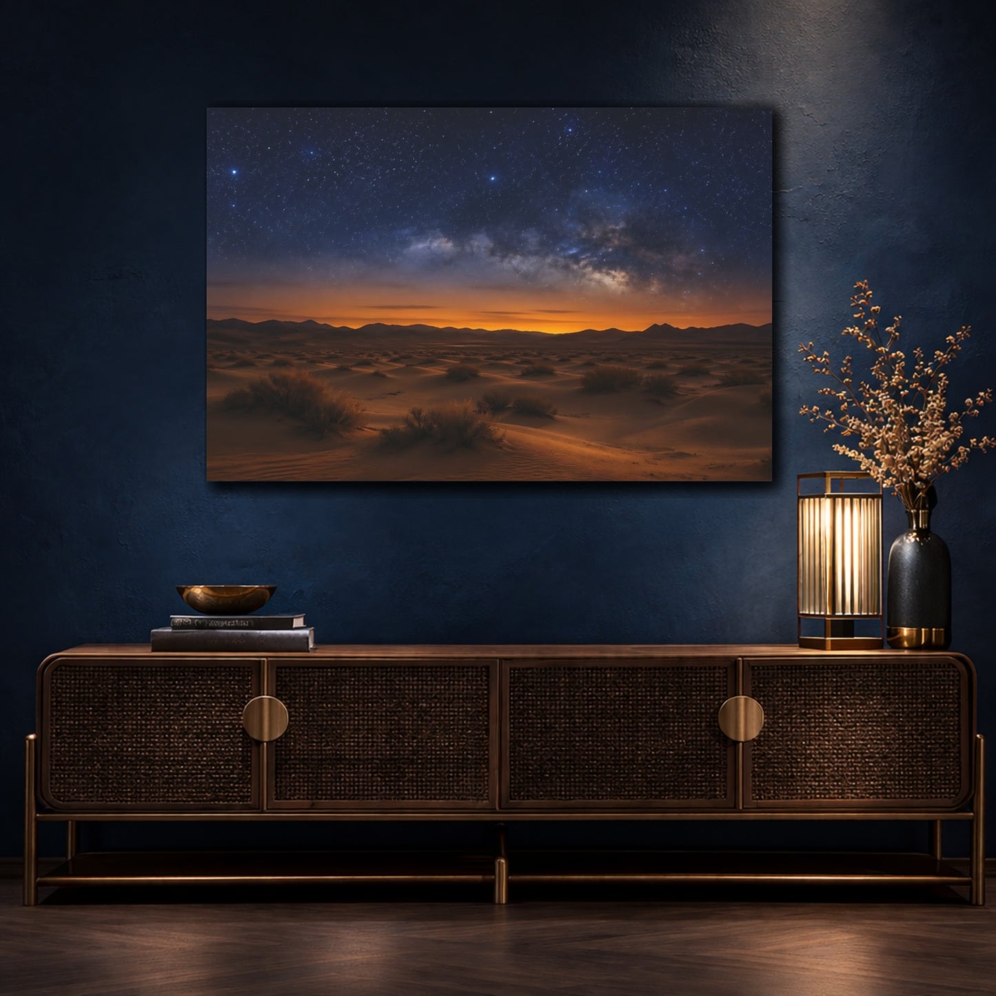 Mockup 4. Nature Milky Way Desert Night Sky shown as stretched canvas wall art