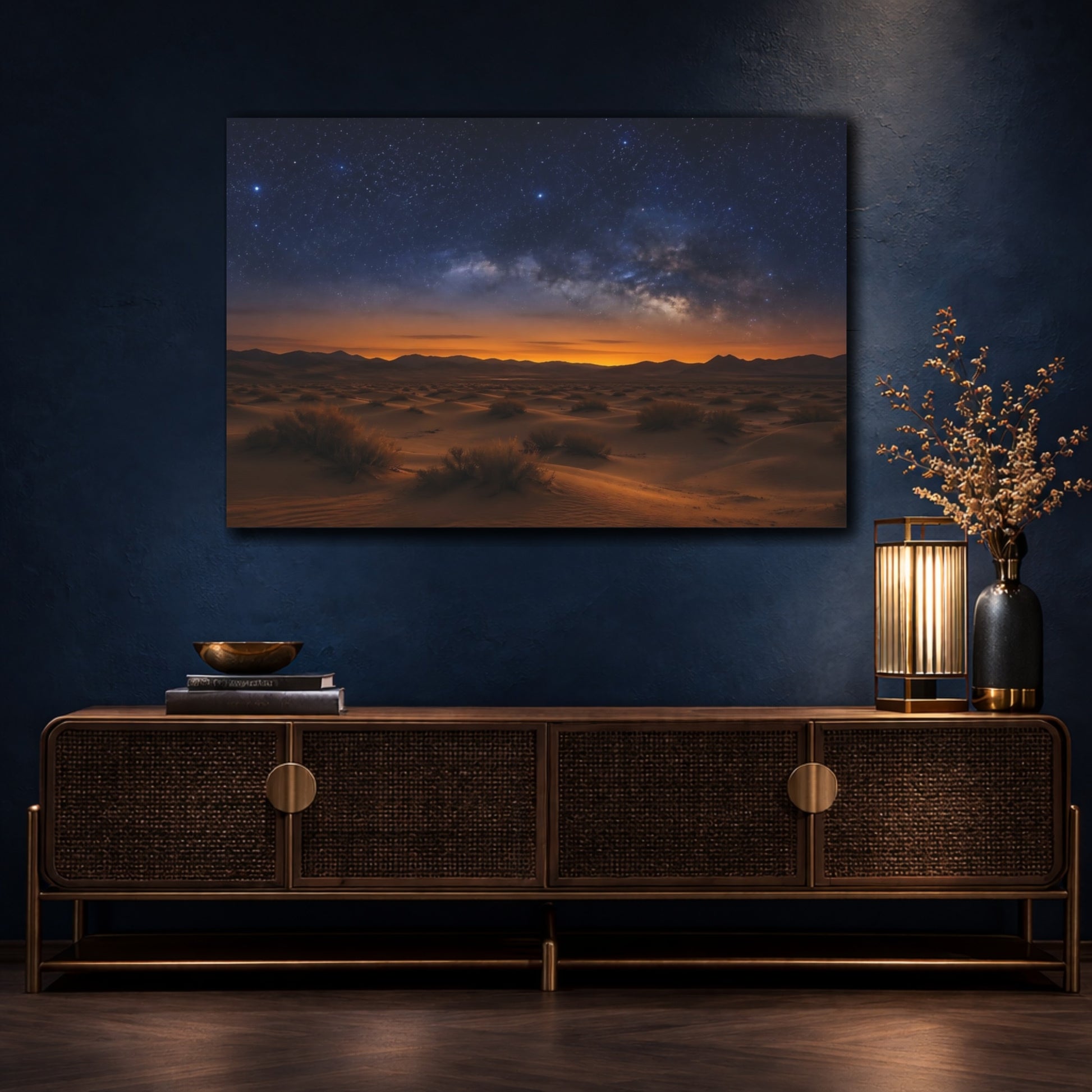 Mockup 4. Nature Milky Way Desert Night Sky shown as stretched canvas wall art