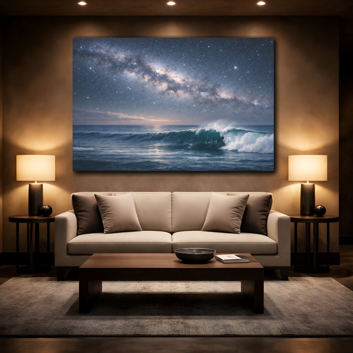 Mockup 2. Nature Milky Way Milky Way Ocean shown as stretched canvas wall art