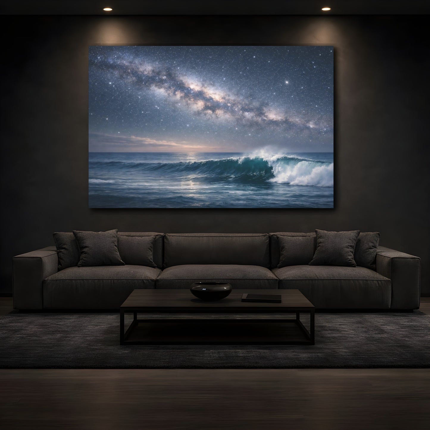 Mockup 4. Nature Milky Way Milky Way Ocean shown as stretched canvas wall art