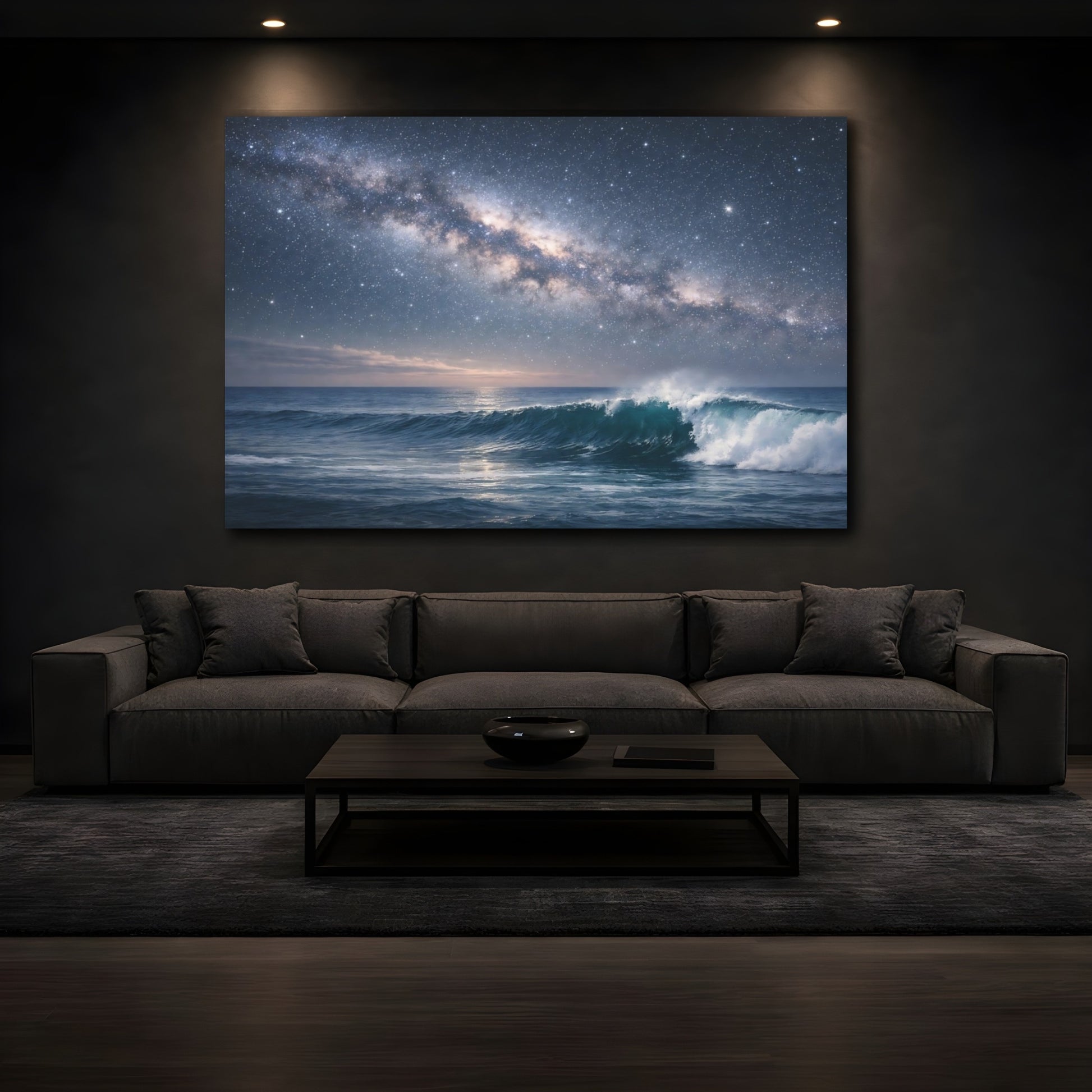 Mockup 4. Nature Milky Way Milky Way Ocean shown as stretched canvas wall art