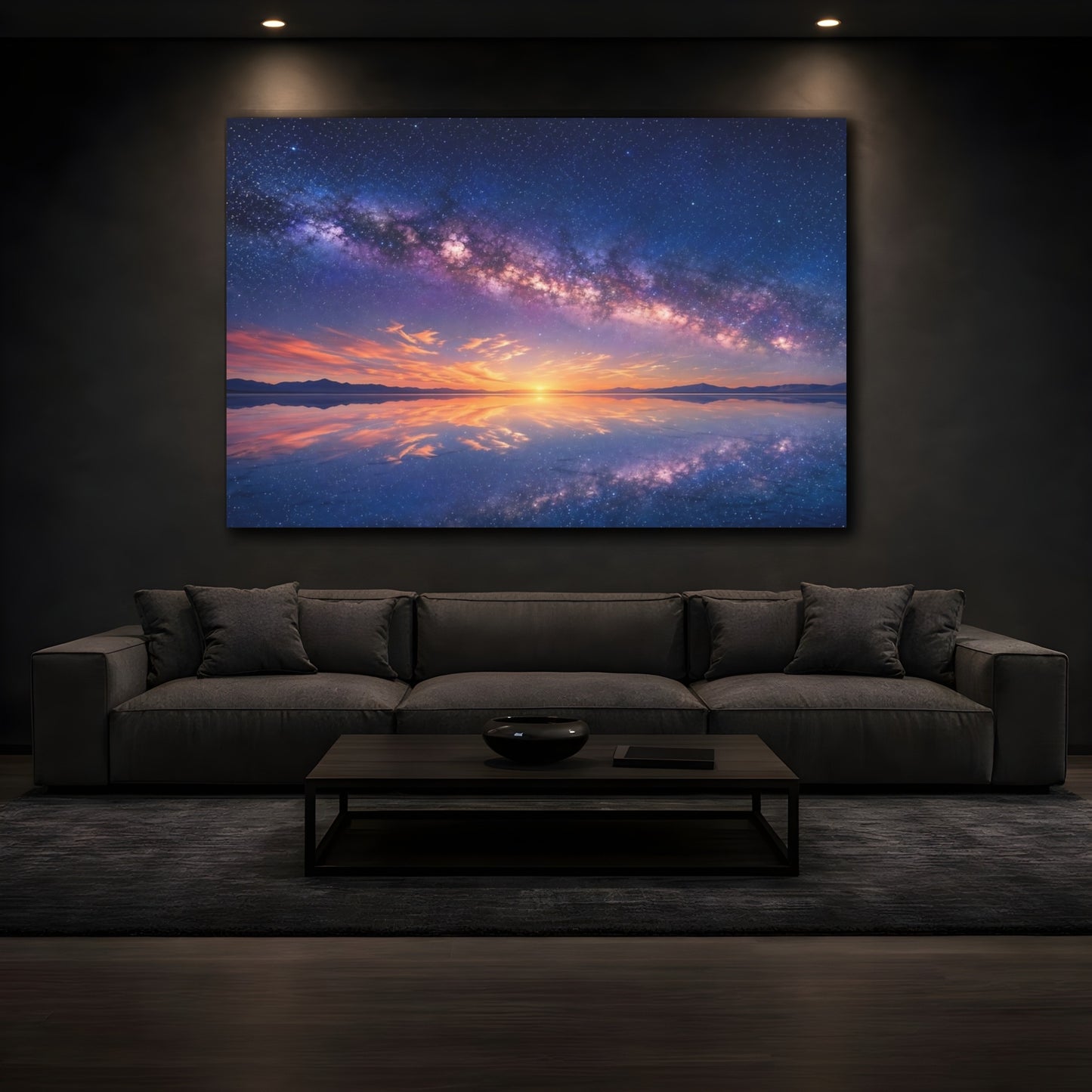 Mockup 3. Nature Milky Way Milky Way Reflection shown as stretched canvas wall art