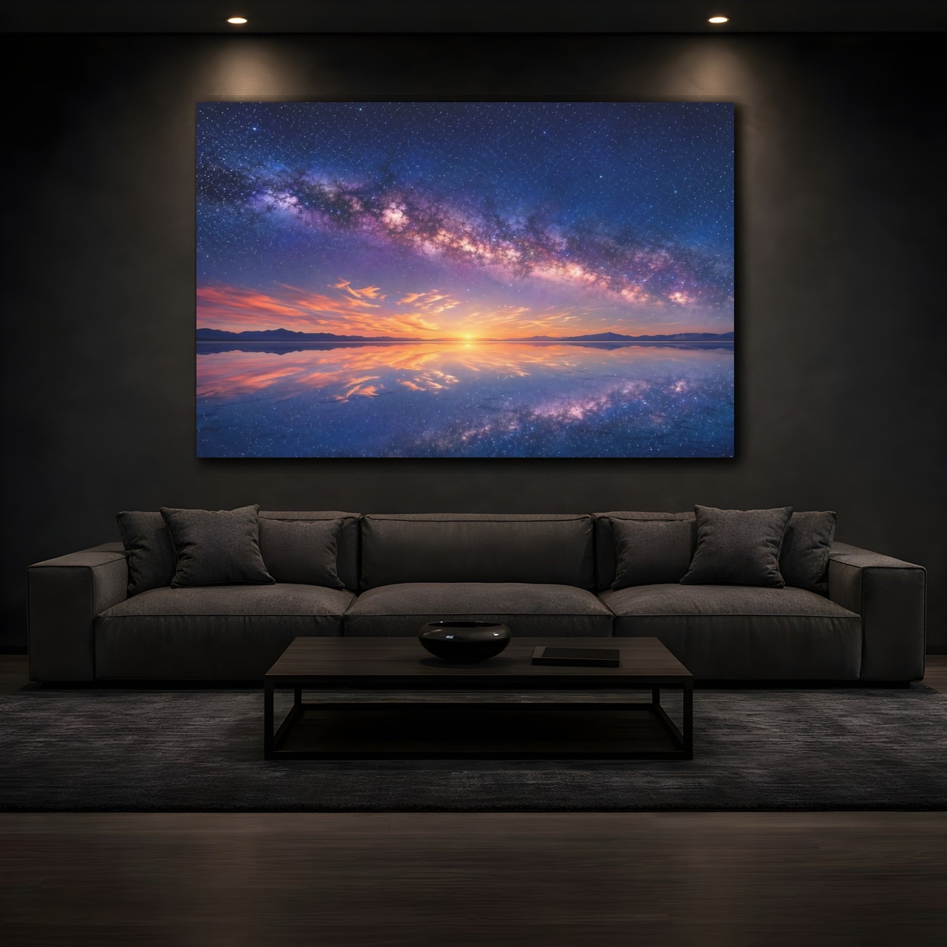 Mockup 3. Nature Milky Way Milky Way Reflection shown as stretched canvas wall art
