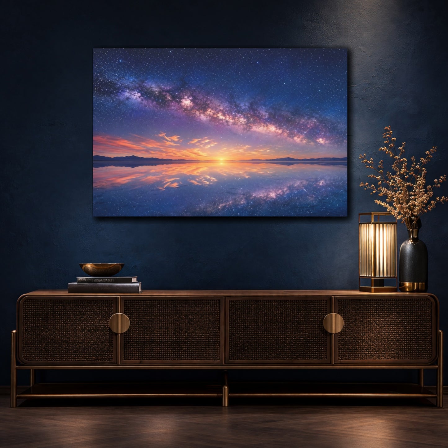 Mockup 4. Nature Milky Way Milky Way Reflection shown as stretched canvas wall art