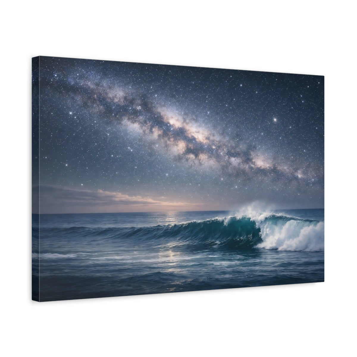 Side Mockup 3. Nature Milky Way Milky Way Ocean shown as stretched canvas wall art