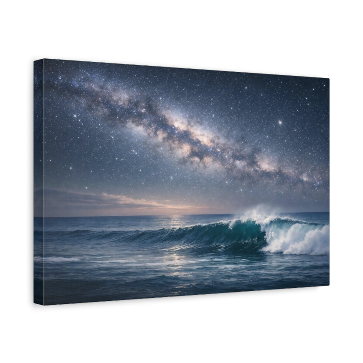 Side Mockup 4. Nature Milky Way Milky Way Ocean shown as stretched canvas wall art