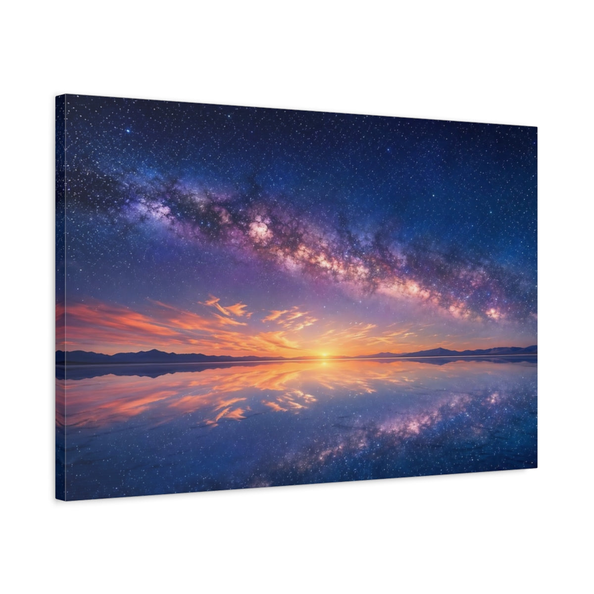 Side Mockup 2. Nature Milky Way Milky Way Reflection shown as stretched canvas wall art