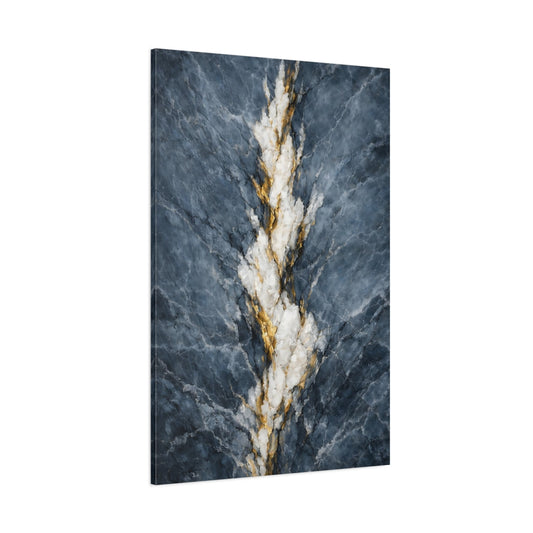 Main Mockup. Nature Mineral Vein Blue Gold Marble shown as stretched canvas wall art