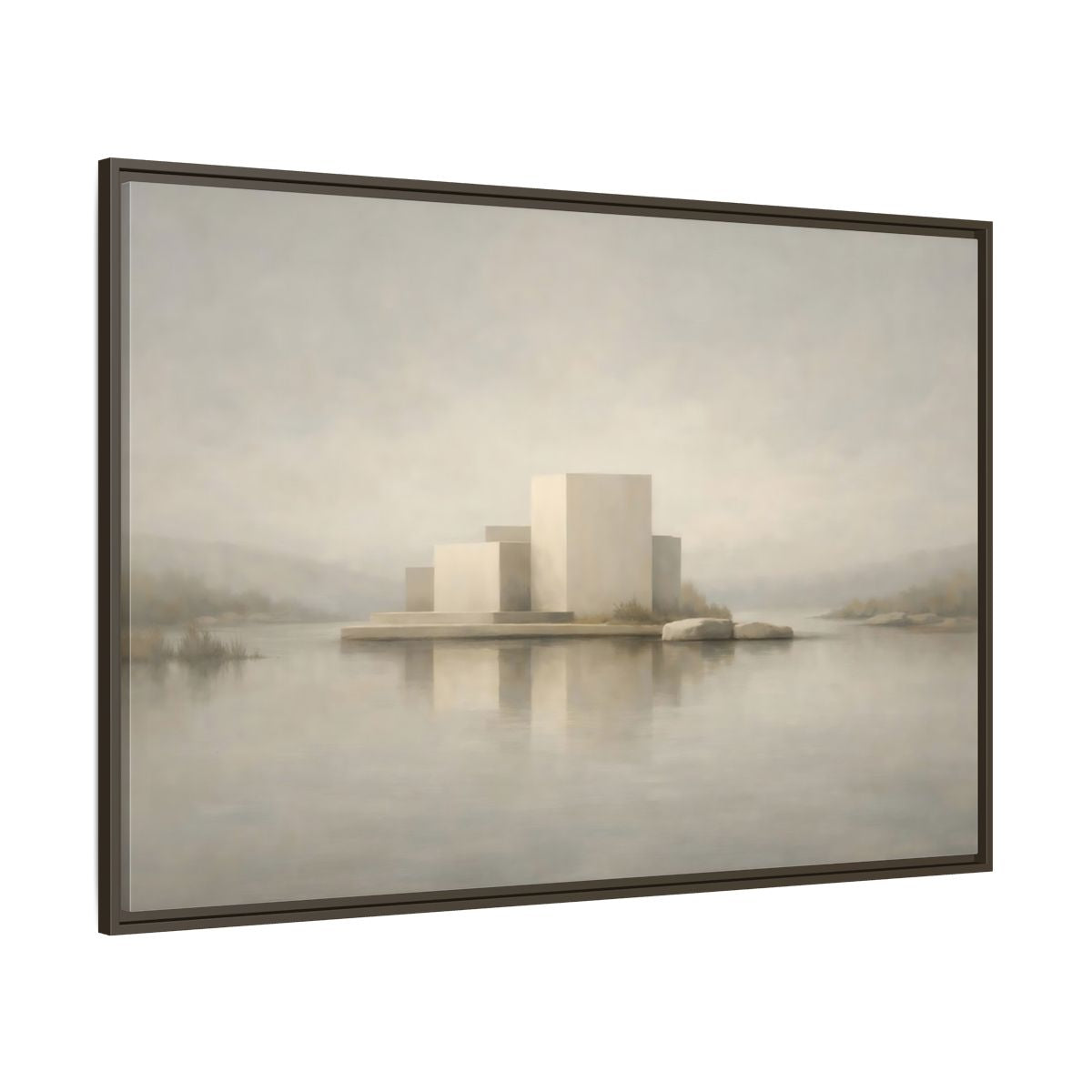 Main Mockup. Nature Minimalist Building Pale Neutral shown as stretched canvas wall art