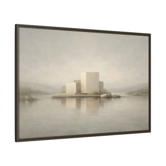 Main Mockup. Nature Minimalist Building Pale Neutral shown as stretched canvas wall art