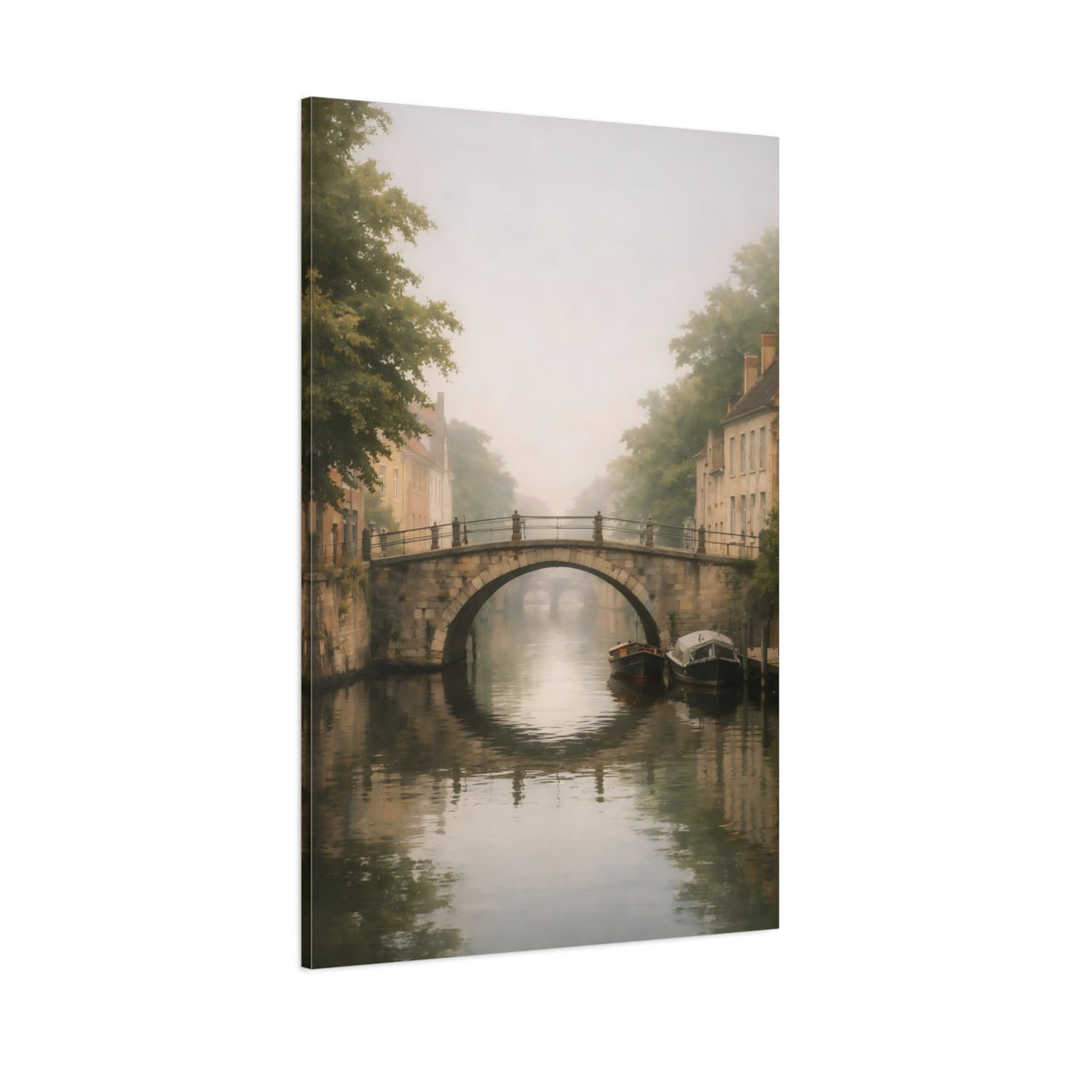 Nature Misty Canal Misty Canal shown as stretched canvas wall art
