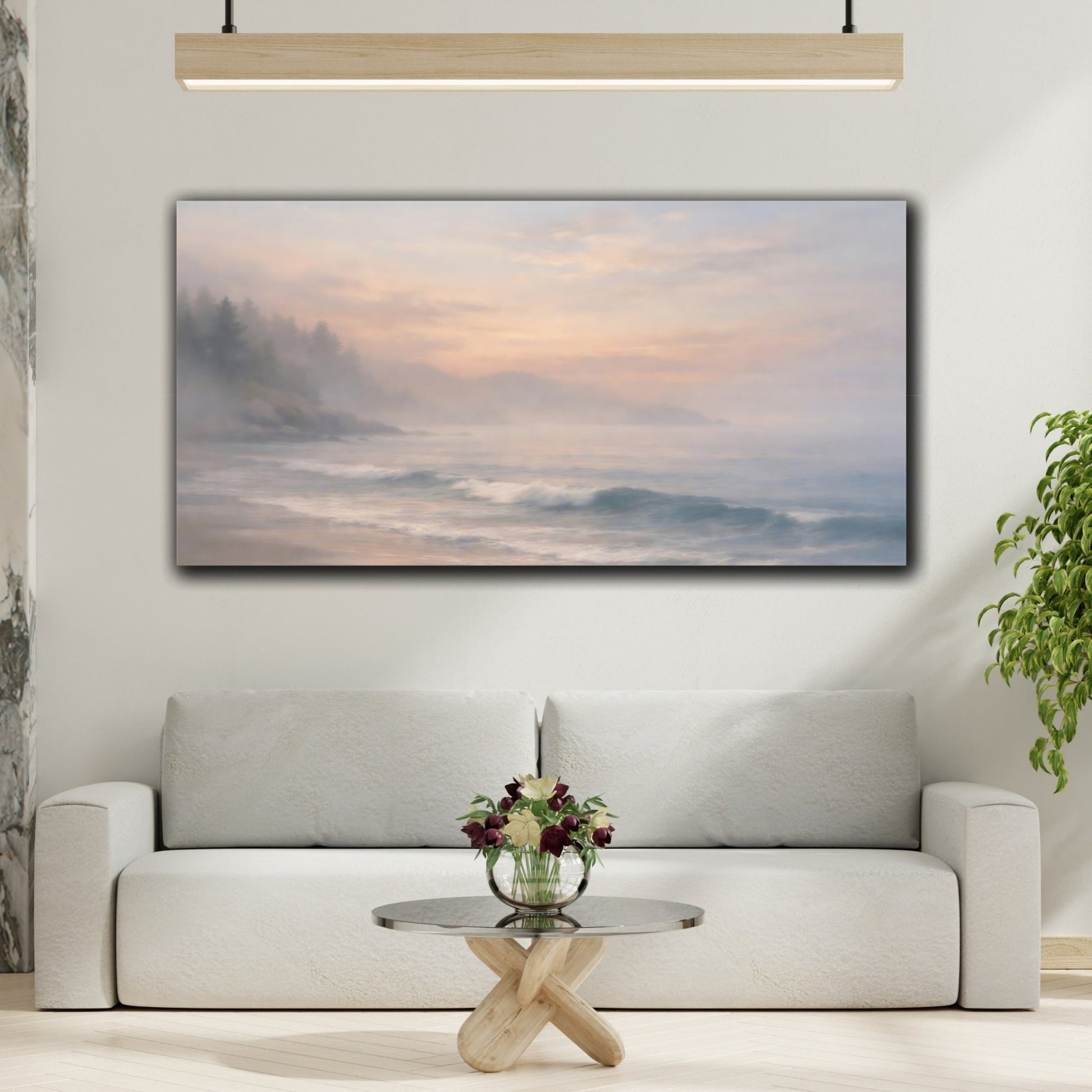 Nature Misty Coast Coastal Scene - Canvas Wall Art Print - YesArtYes