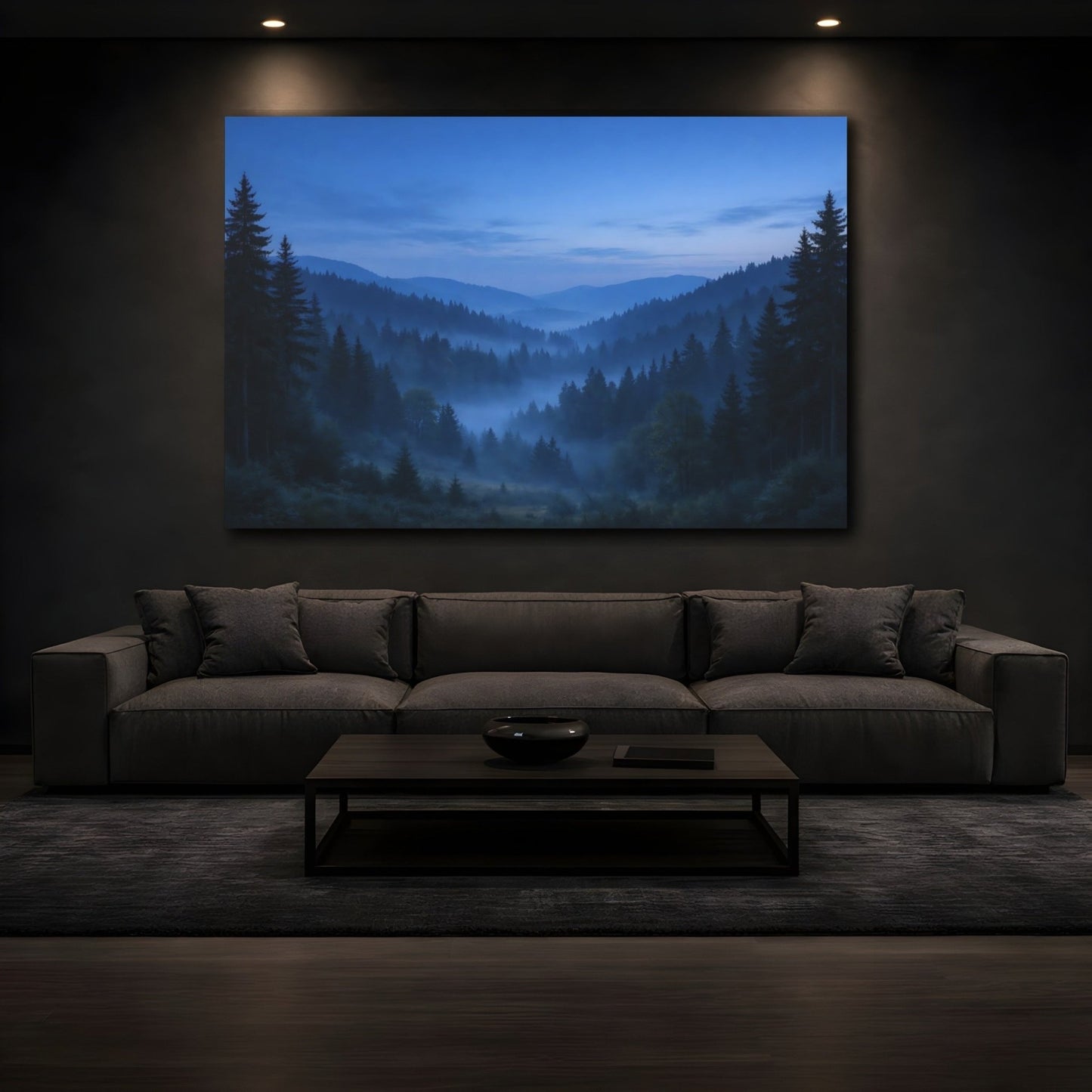 Nature Misty Forest Blue - Canvas Wall Art Print - YesArtYes