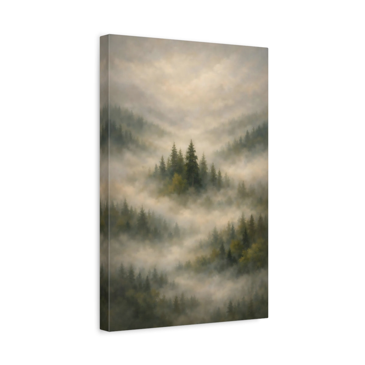 Side Mockup 4. Nature Misty Forest Misty Forest shown as stretched canvas wall art