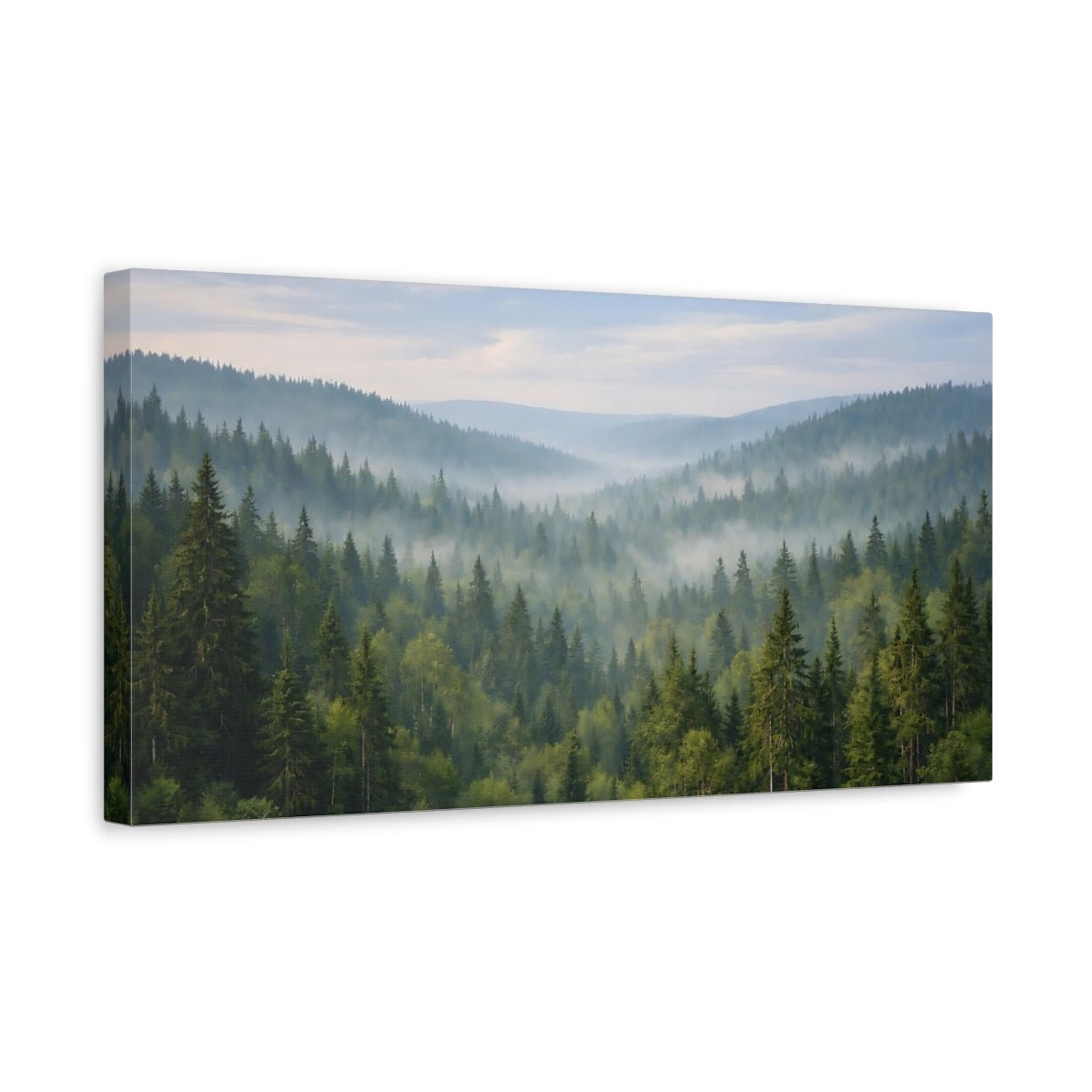 Nature Misty Forest Green Mist - Canvas Wall Art Print - YesArtYes
