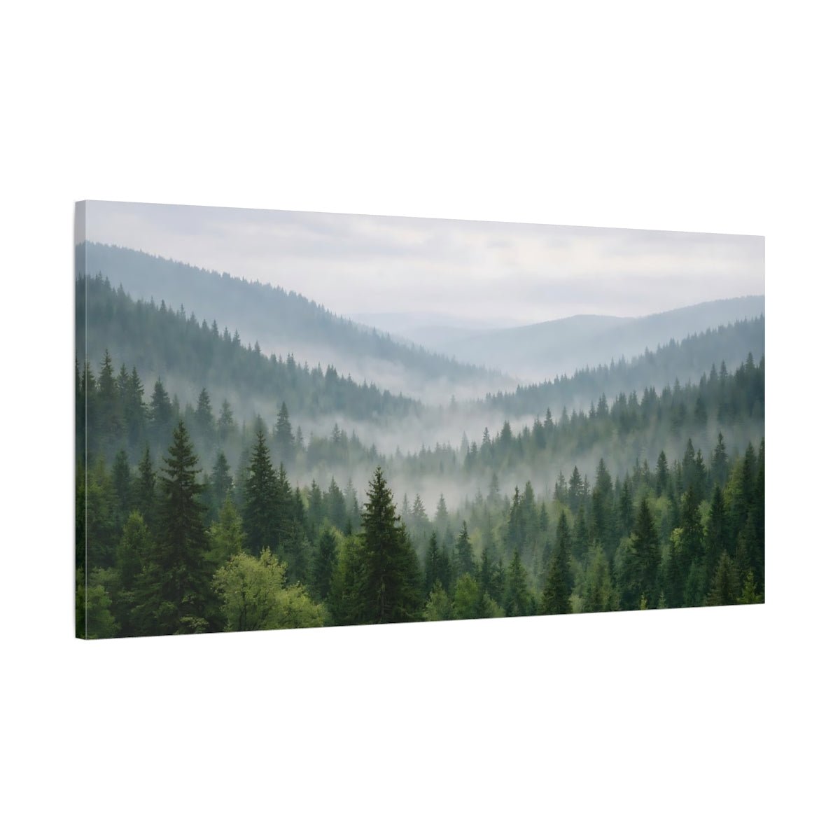 Nature Misty Forest Green Mist - Canvas Wall Art Print - YesArtYes