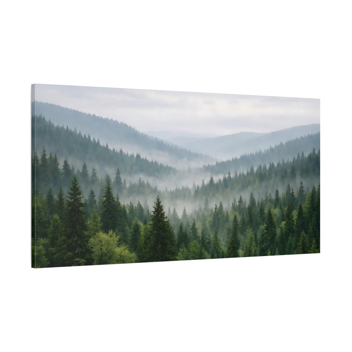 Nature Misty Forest Green Mist - Canvas Wall Art Print - YesArtYes