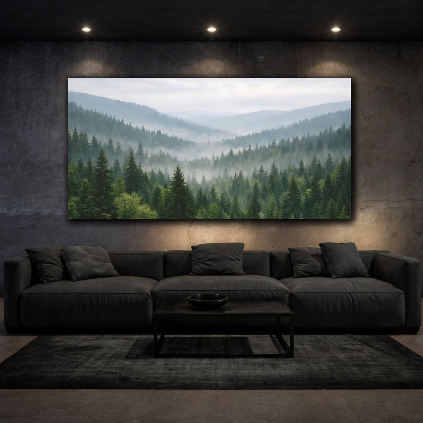 Nature Misty Forest Green Mist - Canvas Wall Art Print - YesArtYes