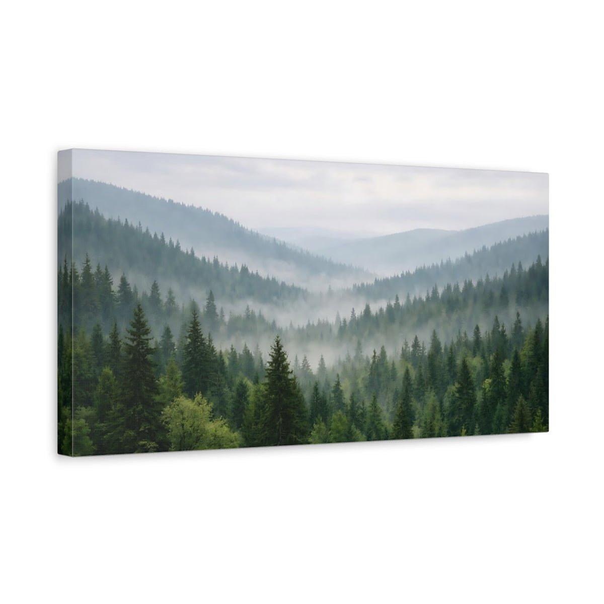 Nature Misty Forest Green Mist - Canvas Wall Art Print - YesArtYes