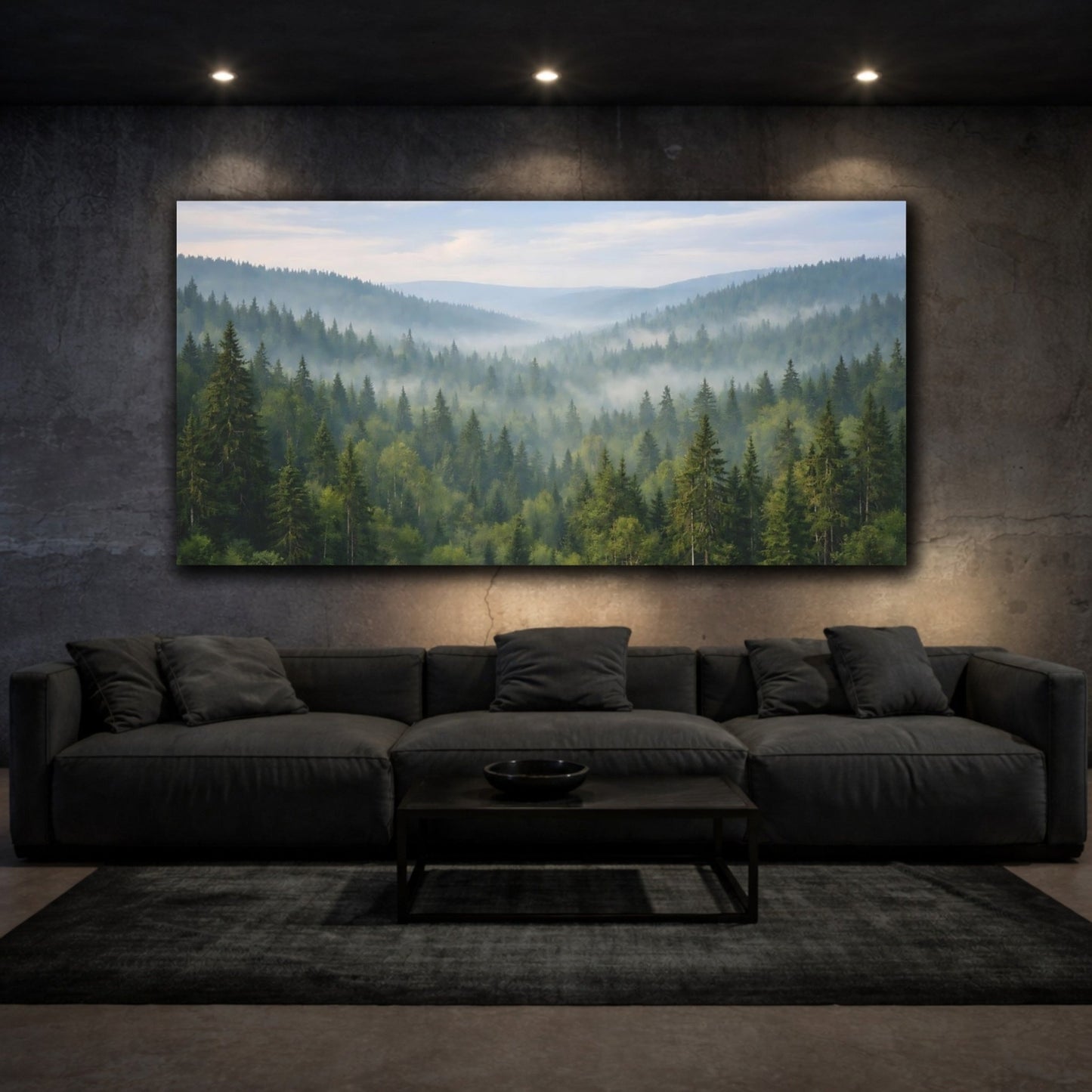 Nature Misty Forest Green Mist - Canvas Wall Art Print - YesArtYes