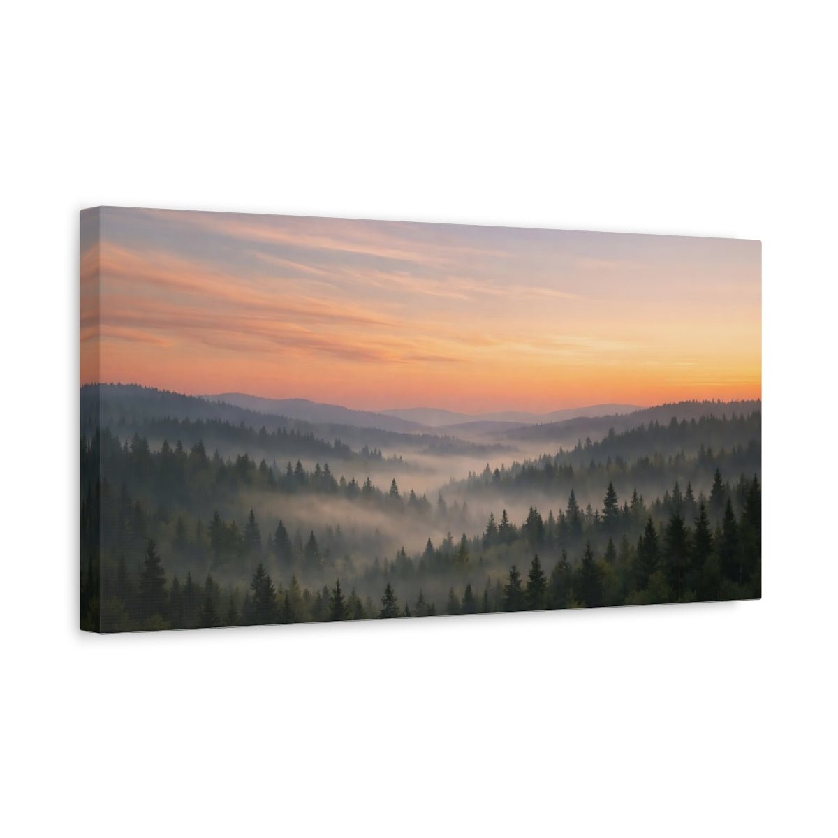 Nature Misty Forest Mist Sunrise - Canvas Wall Art Print - YesArtYes