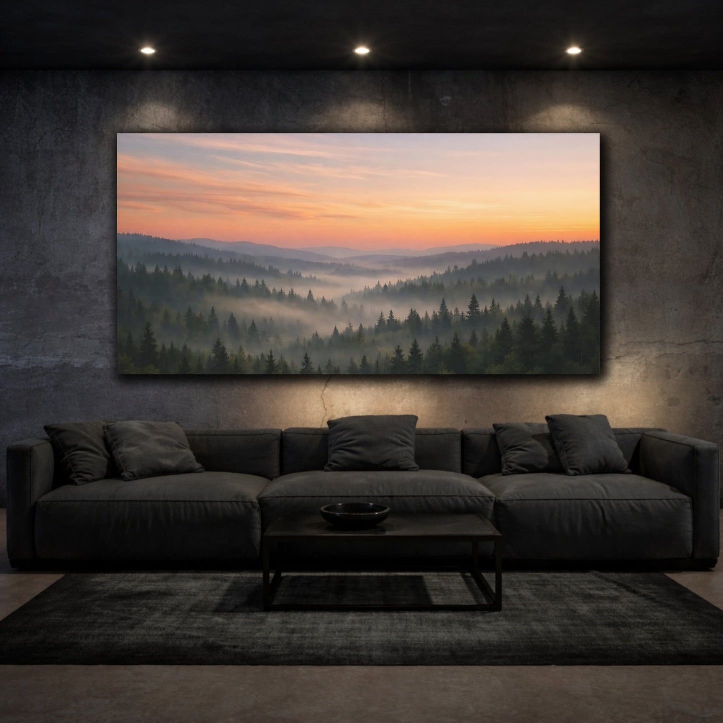 Nature Misty Forest Mist Sunrise - Canvas Wall Art Print - YesArtYes