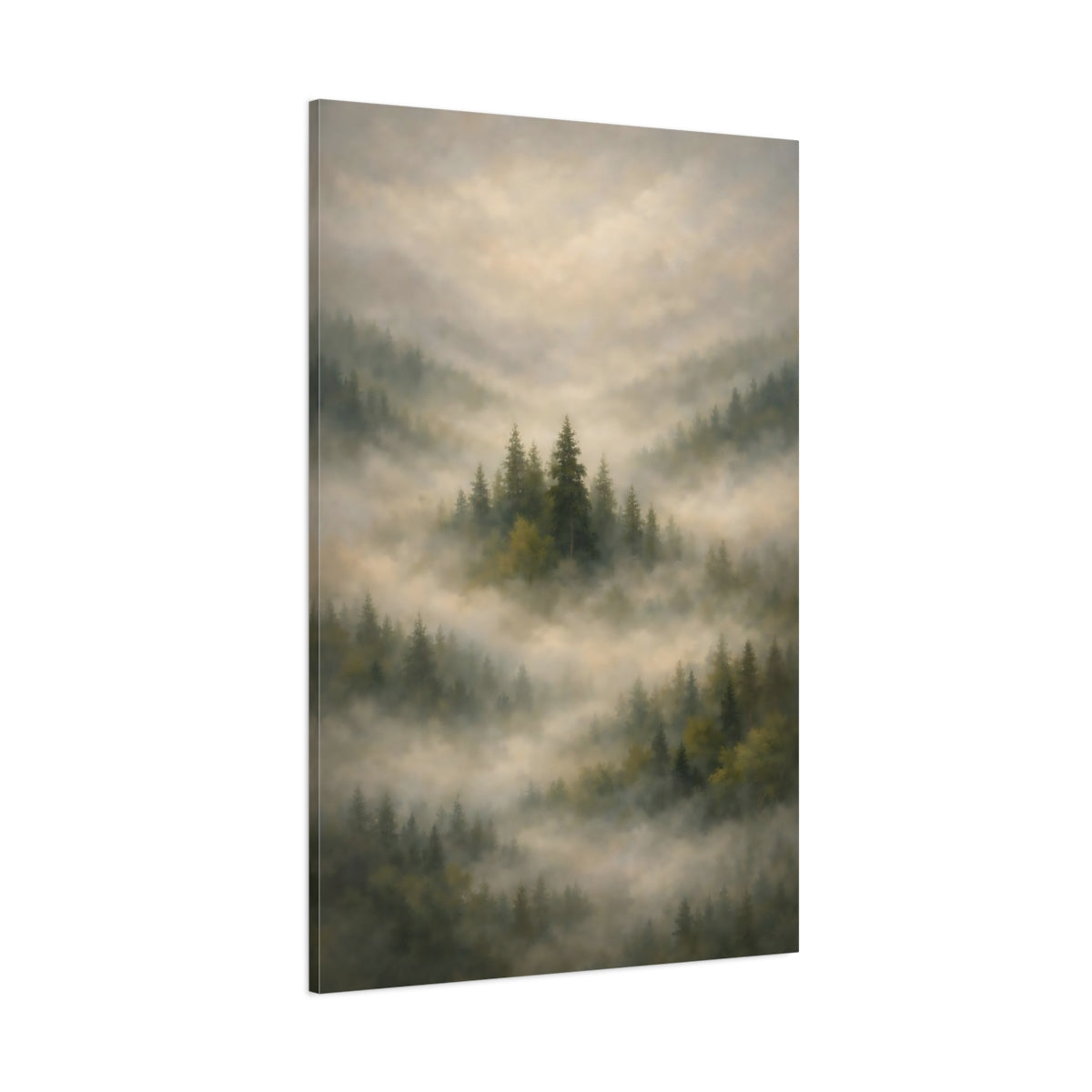 Main Mockup. Nature Misty Forest Misty Forest shown as stretched canvas wall art