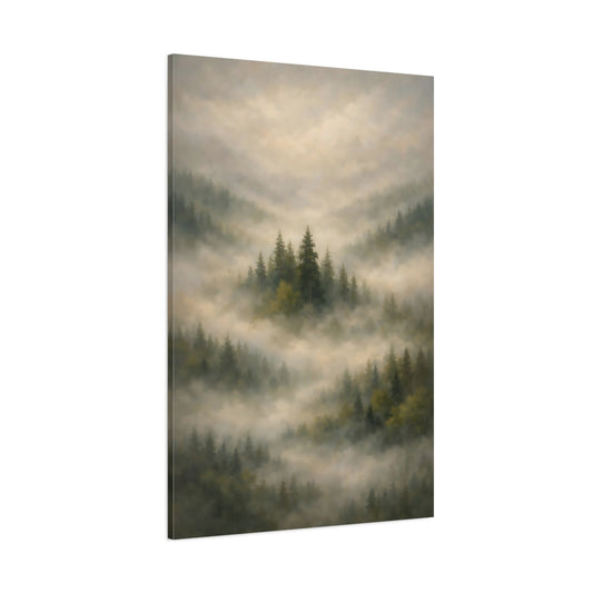 Main Mockup. Nature Misty Forest Misty Forest shown as stretched canvas wall art