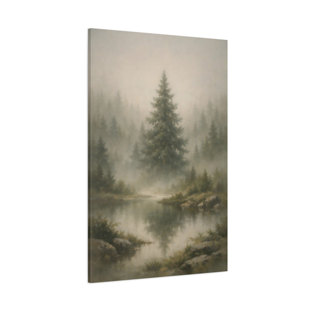 Main Mockup. Nature Misty Forest Misty Forest Landscape shown as stretched canvas wall art