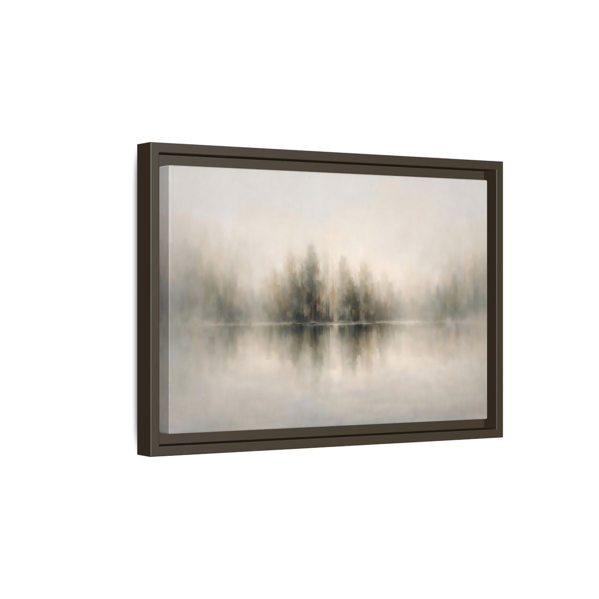 Side Mockup 5. Nature Misty Forest Neutral Landscape shown as stretched canvas wall art