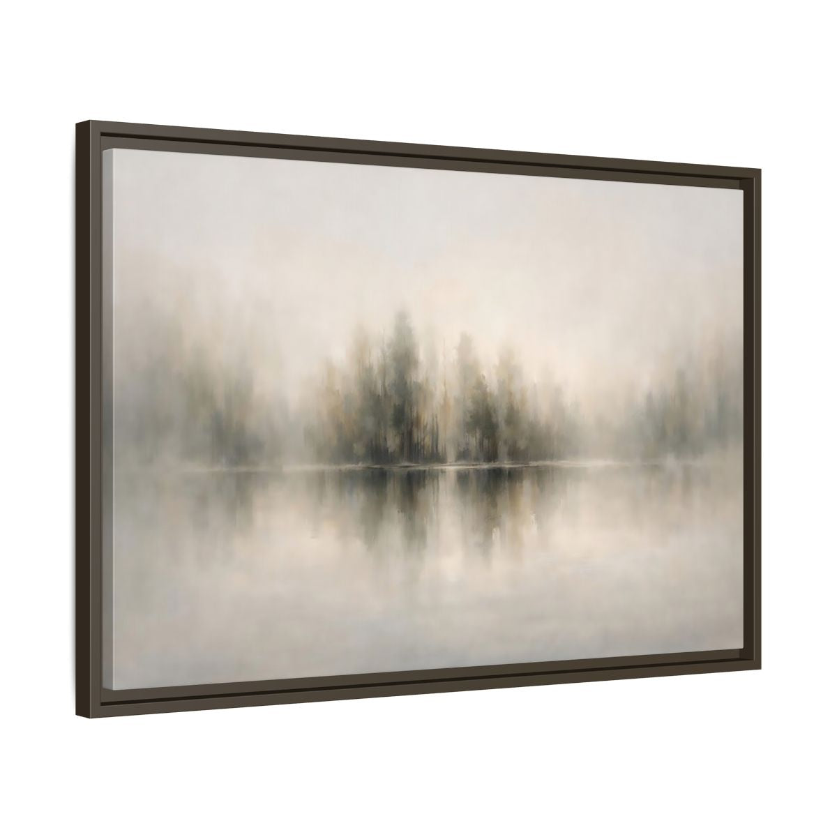 Side Mockup 11. Nature Misty Forest Neutral Landscape shown as stretched canvas wall art